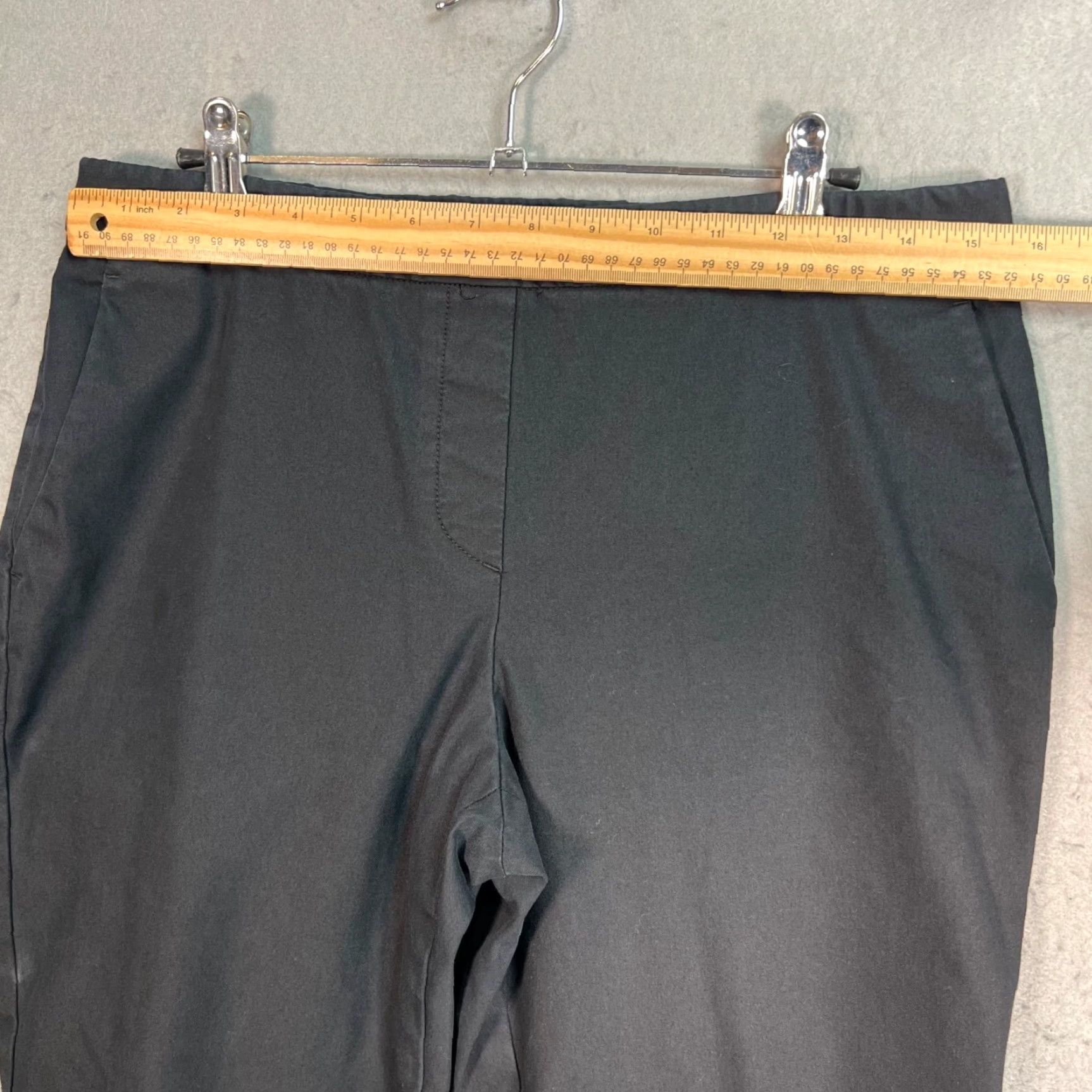 Theory Theory Womens Size 10 Black Tapered Dress Pants Cotton Blend Elastic Waist Size 32" / US 10 / IT 46 - 6 Thumbnail