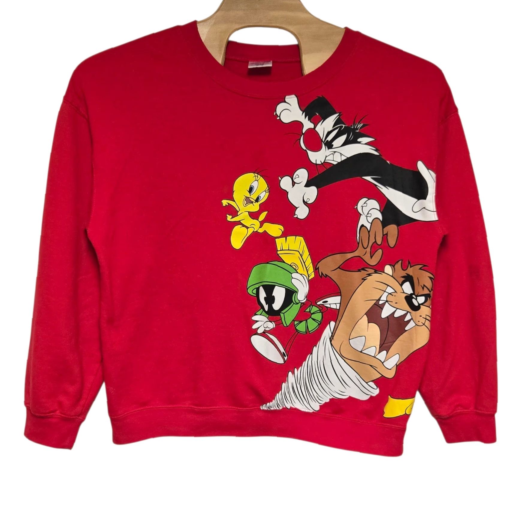 Vintage VINTAGE Looney Tunes Sweatshirt 2XL Red Graphic Cartoon Pullover Women Long Sleeve Round Neck 90s Bugs Bunny Logo Fleece Cotton Sweater Size XXL / US 16-18 / IT 52-54 - 2 Thumbnail