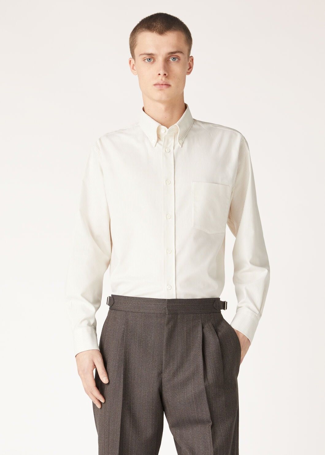 Loro Piana o1w1db10725 FAΟ7556 Elia Cotton Shirt in Off White Size US XL / EU 56 / 4 - 3 Thumbnail
