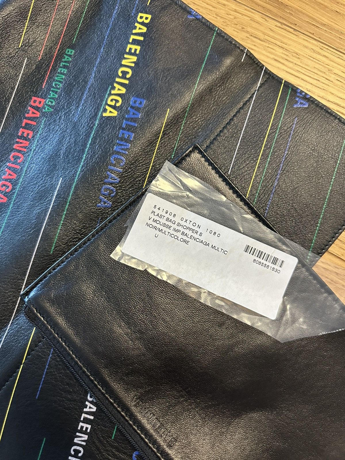 Balenciaga Veau Mousse Multicolor Logo Print Bag Shopper Black Size ONE SIZE - 9 Thumbnail