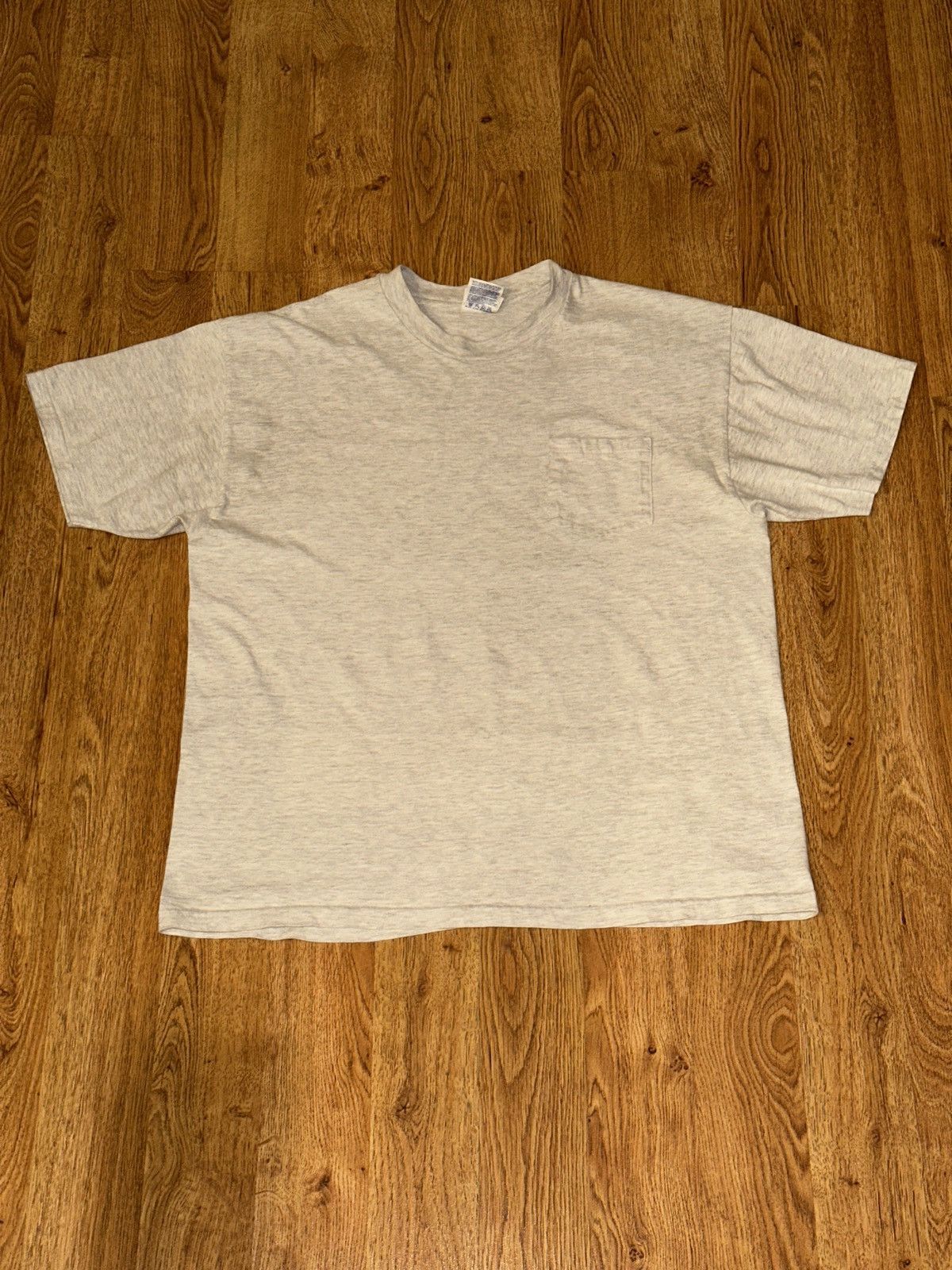 Vintage Single Stitch Vtg HANES Heather Gray Blank Pocket Tee XL Size US XL / EU 56 / 4 - 1 Thumbnail