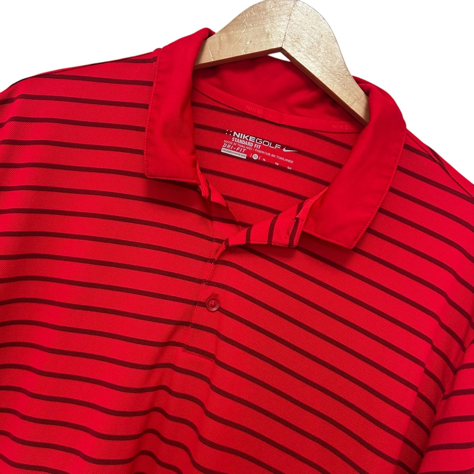 Nike Nike Golf Dri Fit Red Striped Short Sleeve Polo Sz XL Size US XL / EU 56 / 4 - 1 Thumbnail