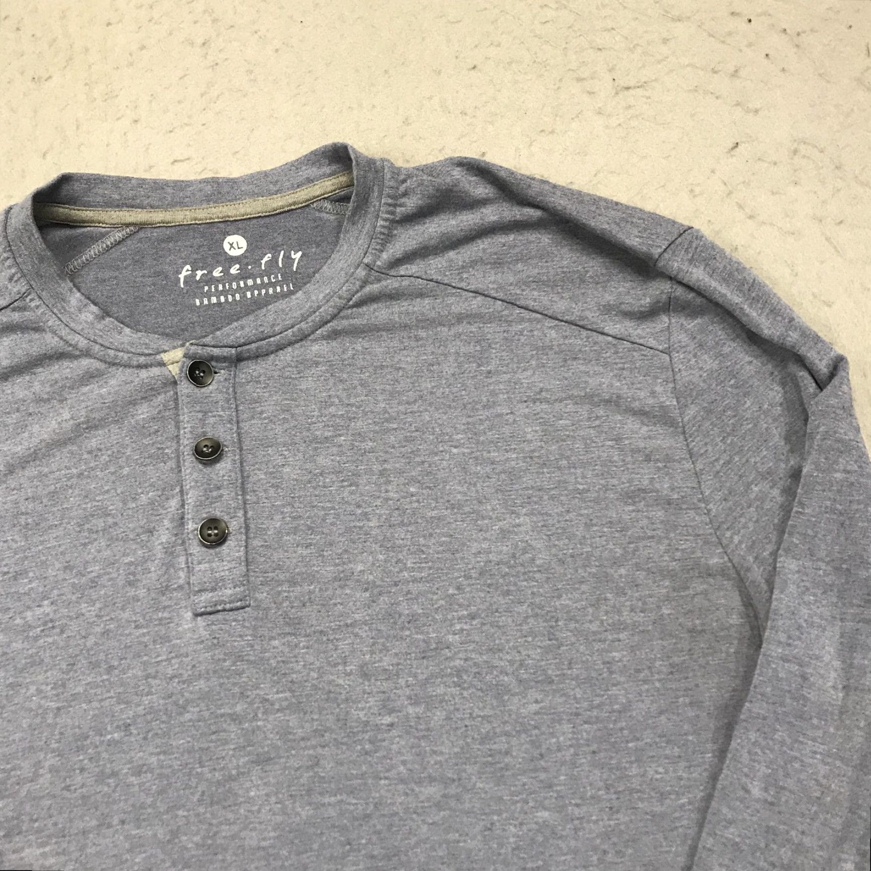 Vintage Free Fly Shirt Mens XL Blue Heather Long Sleeve Henley Bamboo Blend Active Tee Size US XL / EU 56 / 4 - 3 Thumbnail