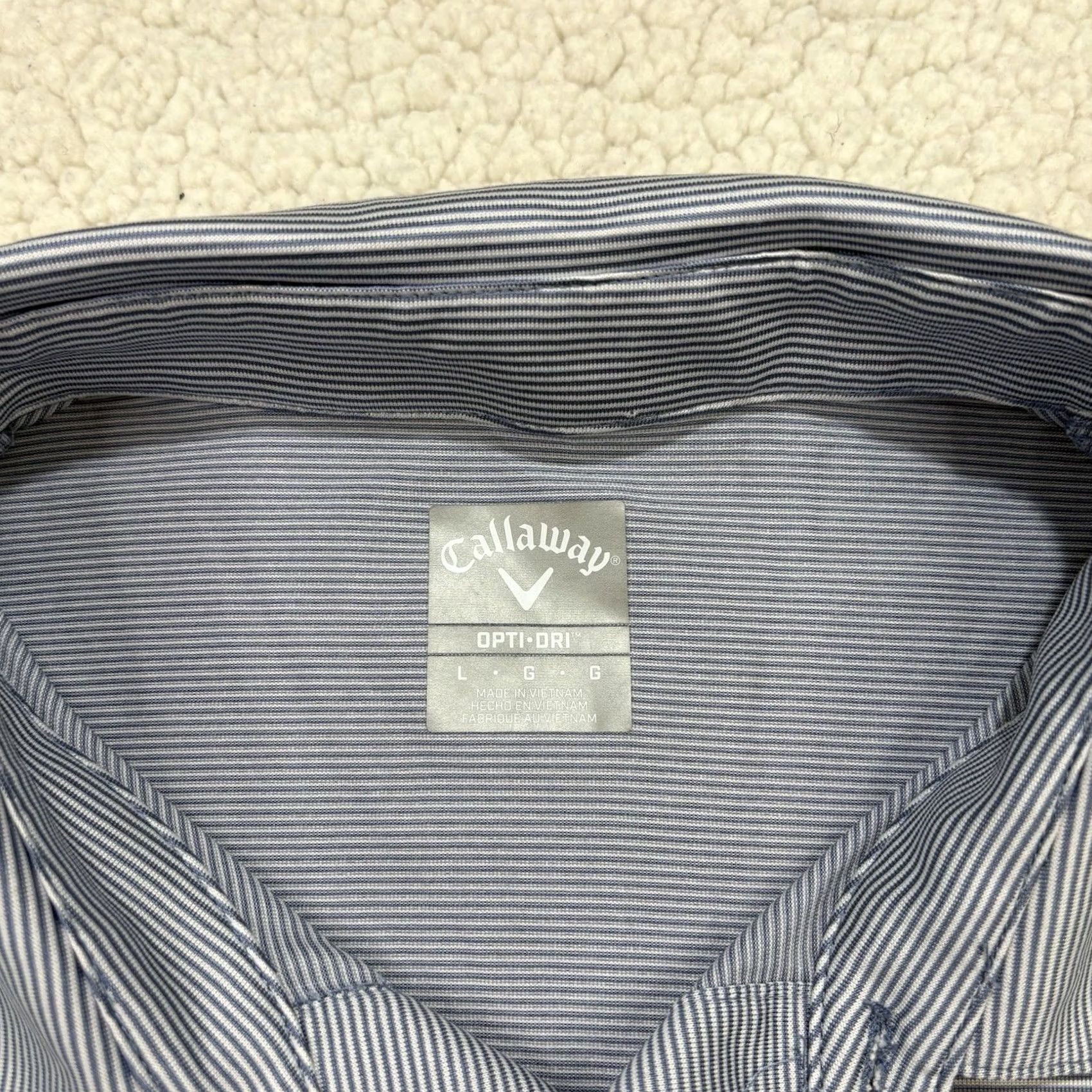 Callaway Callaway Opti Dri Polo Shirt Mens Large Blue Stripe Short Sleeve Collared Breathable Lightweight Performance Golf Regular Size Size US L / EU 52-54 / 3 - 2 Thumbnail