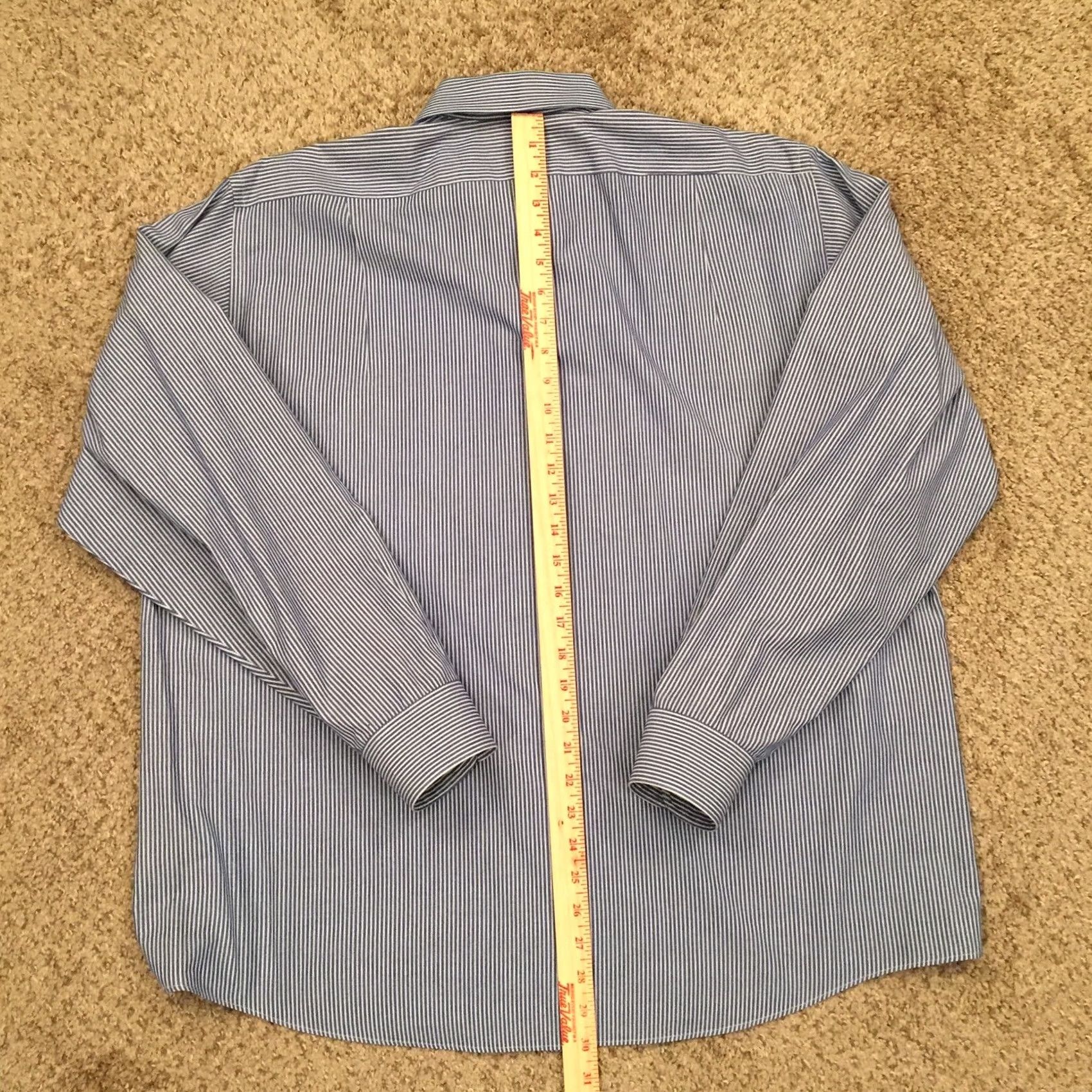 Van Heusen Van Heusen Shirt Mens 17.5 Blue Striped Long Sleeve Button-Up Regular Cotton Blend Collection Shirt Men Size US XXL / EU 58 / 5 - 5 Thumbnail
