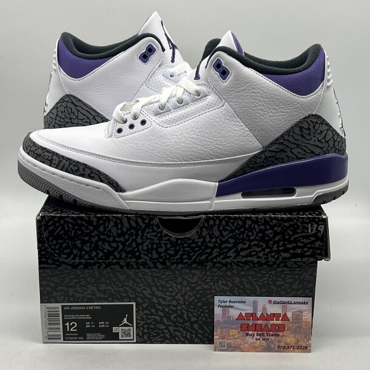 image of Air Jordan 12 Dark Iris Shoes in White, Men's