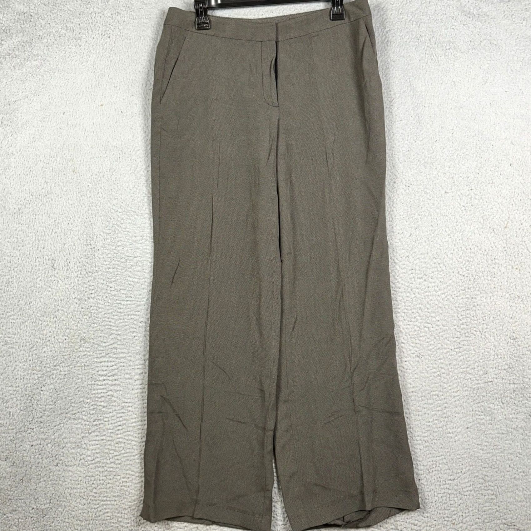 St. John St. John Wool pants Womens 10 Brown Dress Wide Leg Textured Trousers Made In USA Size 32" / US 10 / IT 46 - 2 Thumbnail