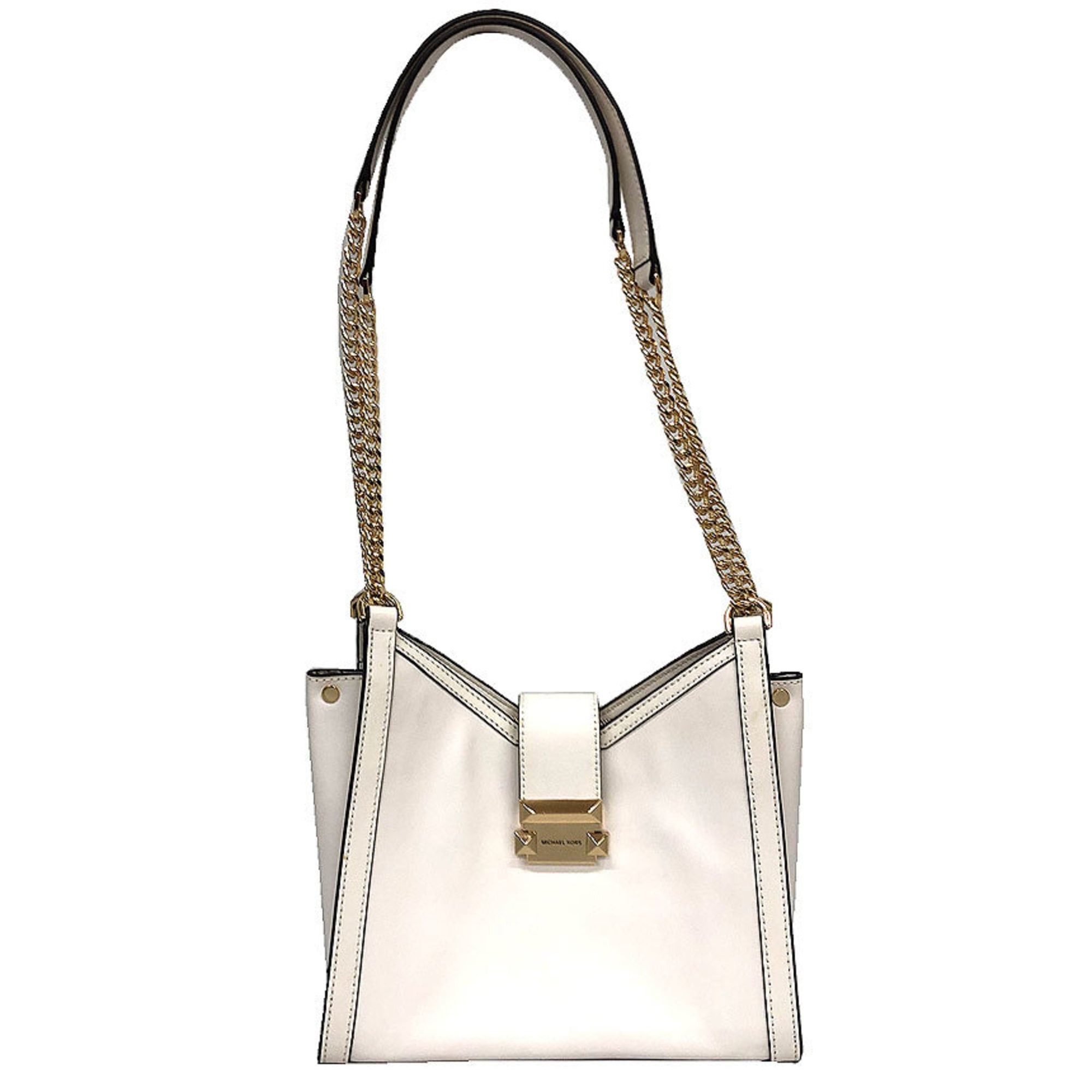 Michael Kors MICHAEL KORS Whitney Small Chain Shoulder Tote Bag in White Leather. A popular item for women. Size ONE SIZE - 1 Thumbnail