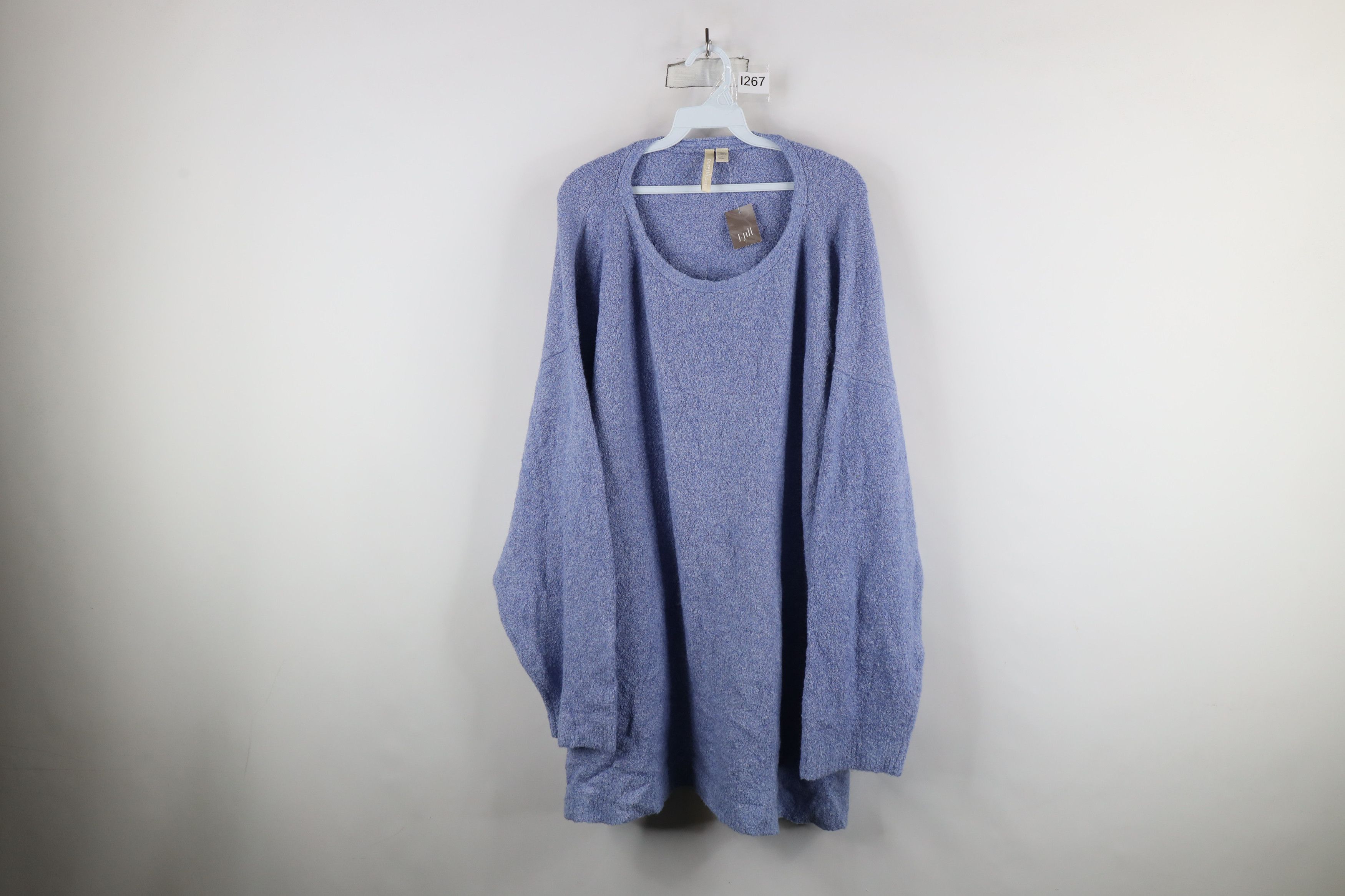 Vintage New J Jill Blank Textured Knit Fleece Crewneck Sweater Blue Size 4XL / US 24-26 - 1 Thumbnail