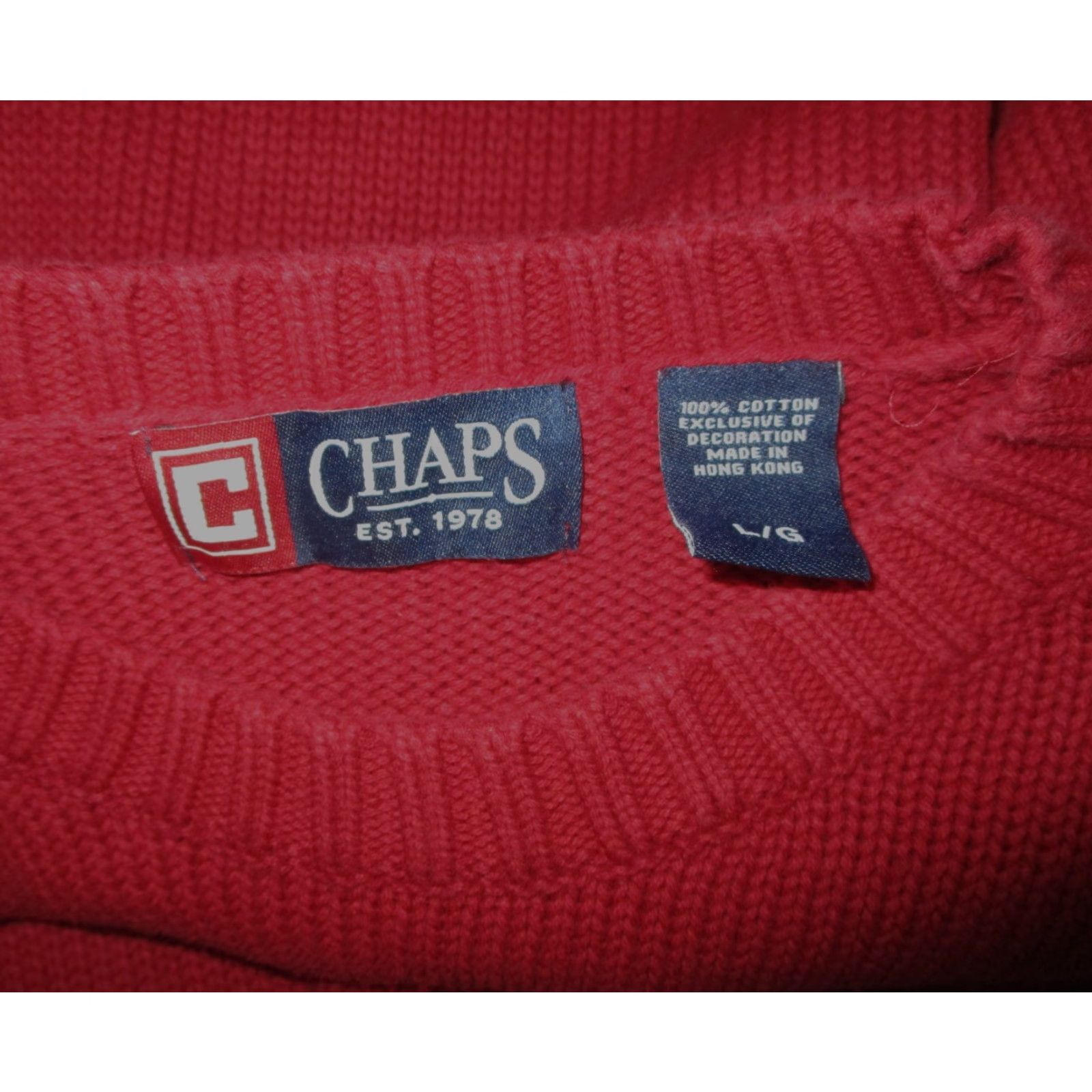 Chaps CHAPS Sweater Men L Red 100% Cotton Long Sleeve Crew NWOT Size US L / EU 52-54 / 3 - 6 Thumbnail
