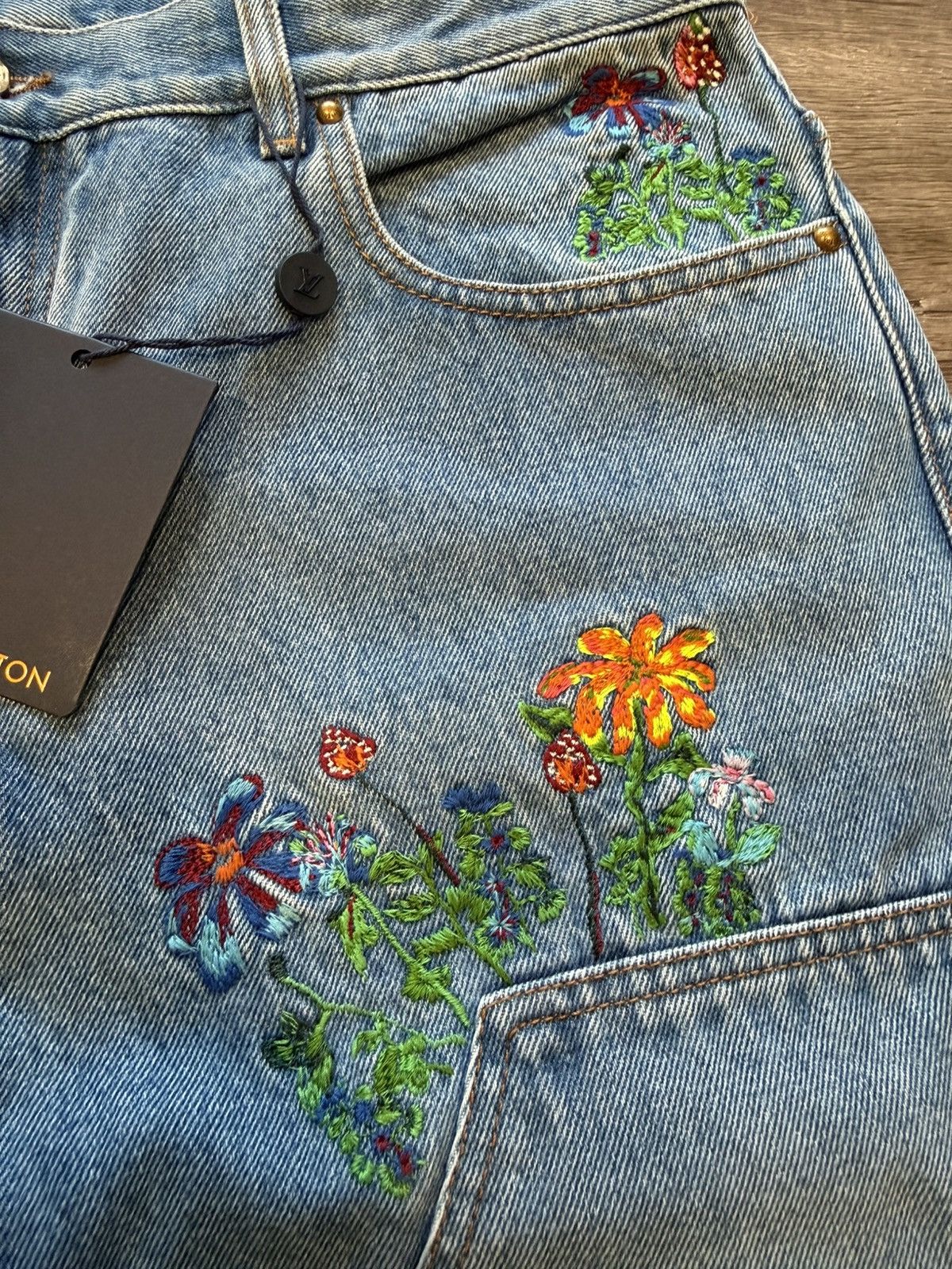 Louis Vuitton Louis Vuitton Floral Carpenter Denim Pants Size US 34 / EU 50 - 3 Thumbnail