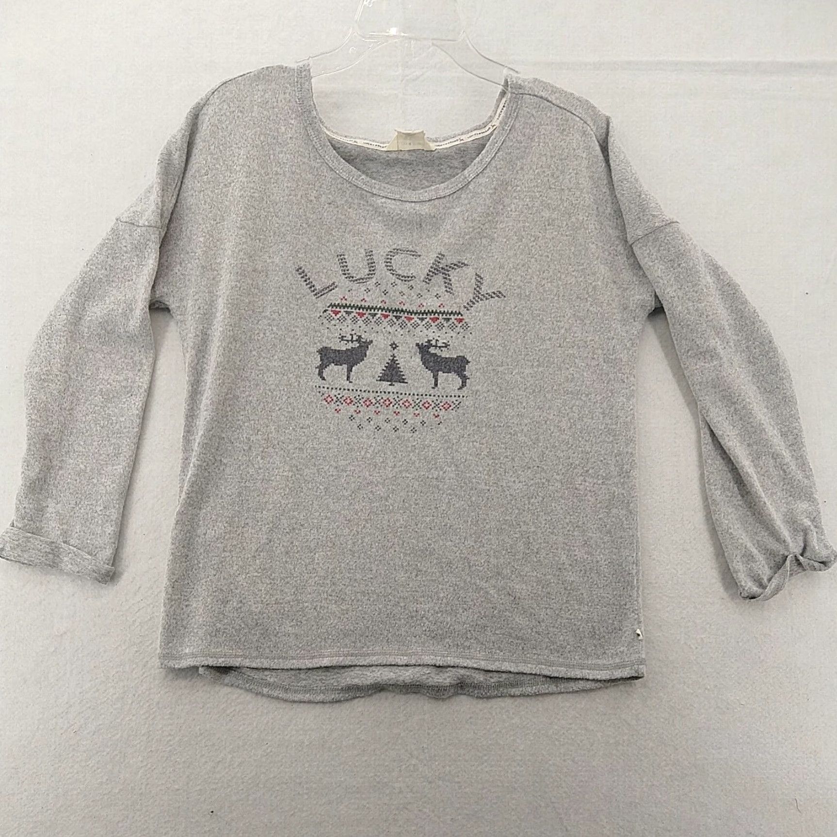Lucky Brand Lucky Brand Sweater Women Medium V-Neck Long Sleeve Gray Cotton Pullover Moose Classic Size M / US 6-8 / IT 42-44 - 2 Thumbnail