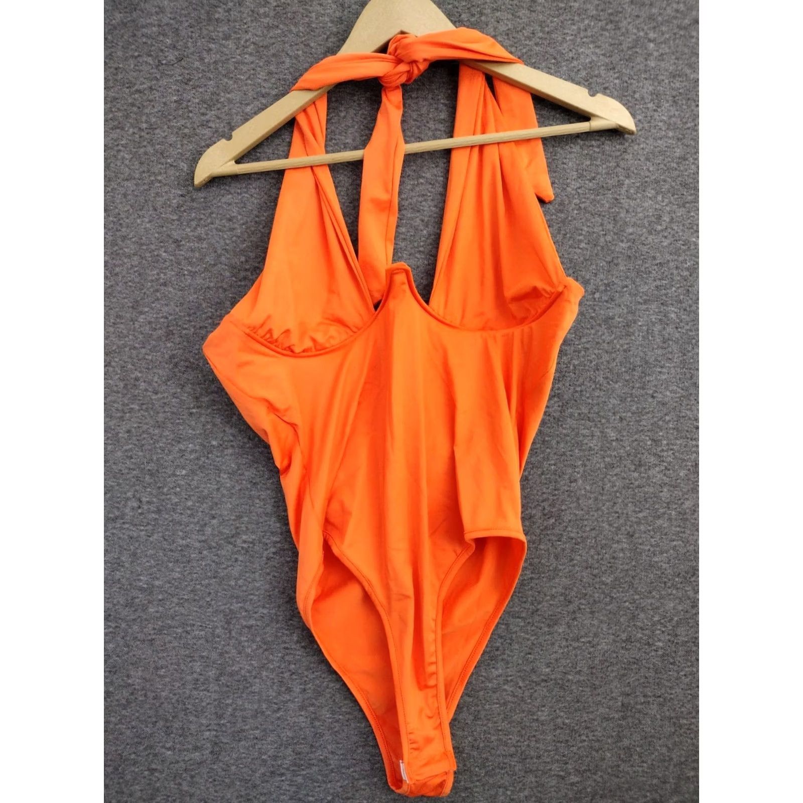 Vintage Women's One Piece Orange Tie Neck Style Swimsuit L Size Size ONE SIZE - 2 Thumbnail