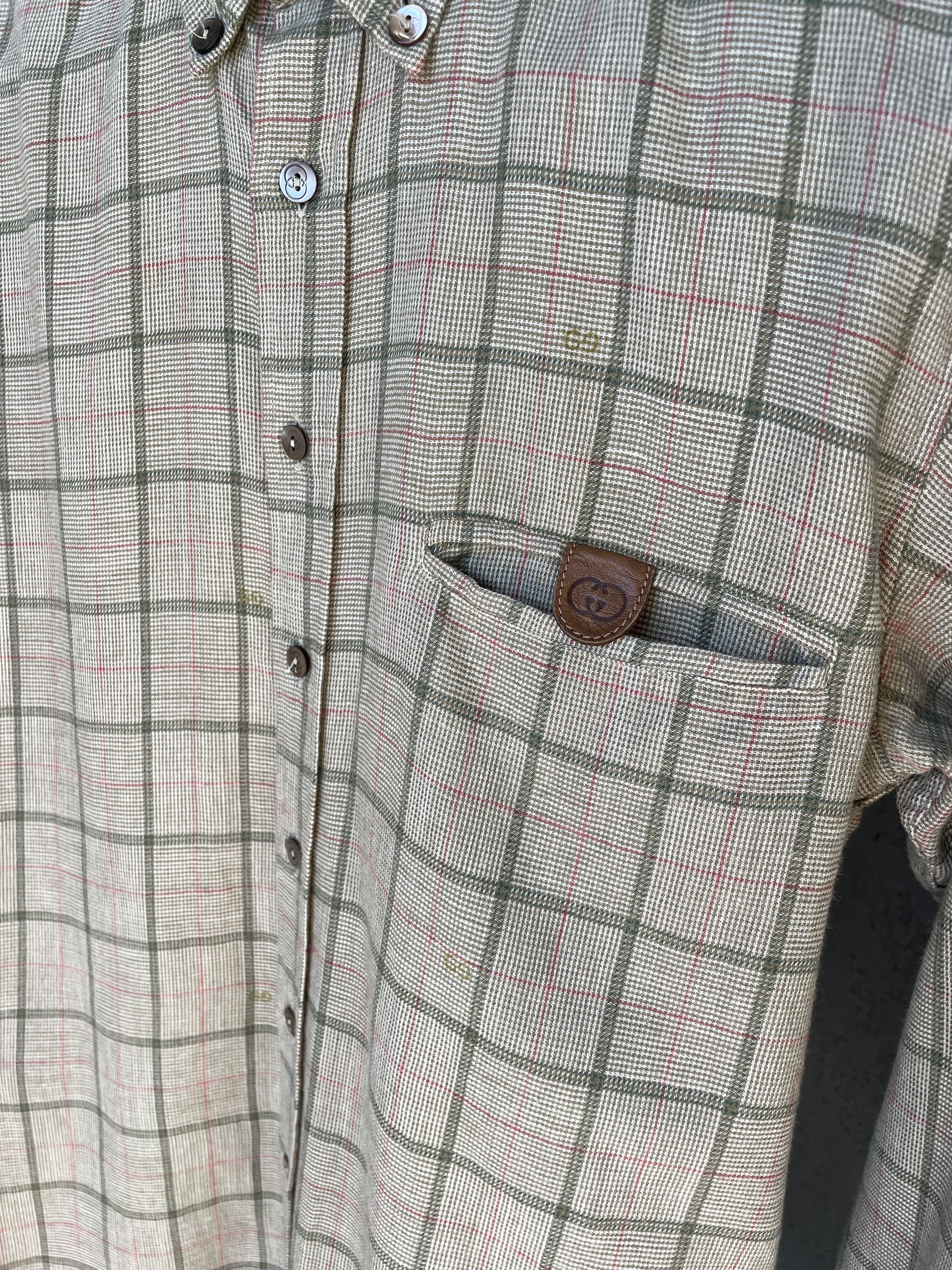 Gucci × Tom Ford × Vintage Gucci Shirt Check Monogram Vintage Men 1970s Size US S / EU 44-46 / 1 - 3 Thumbnail