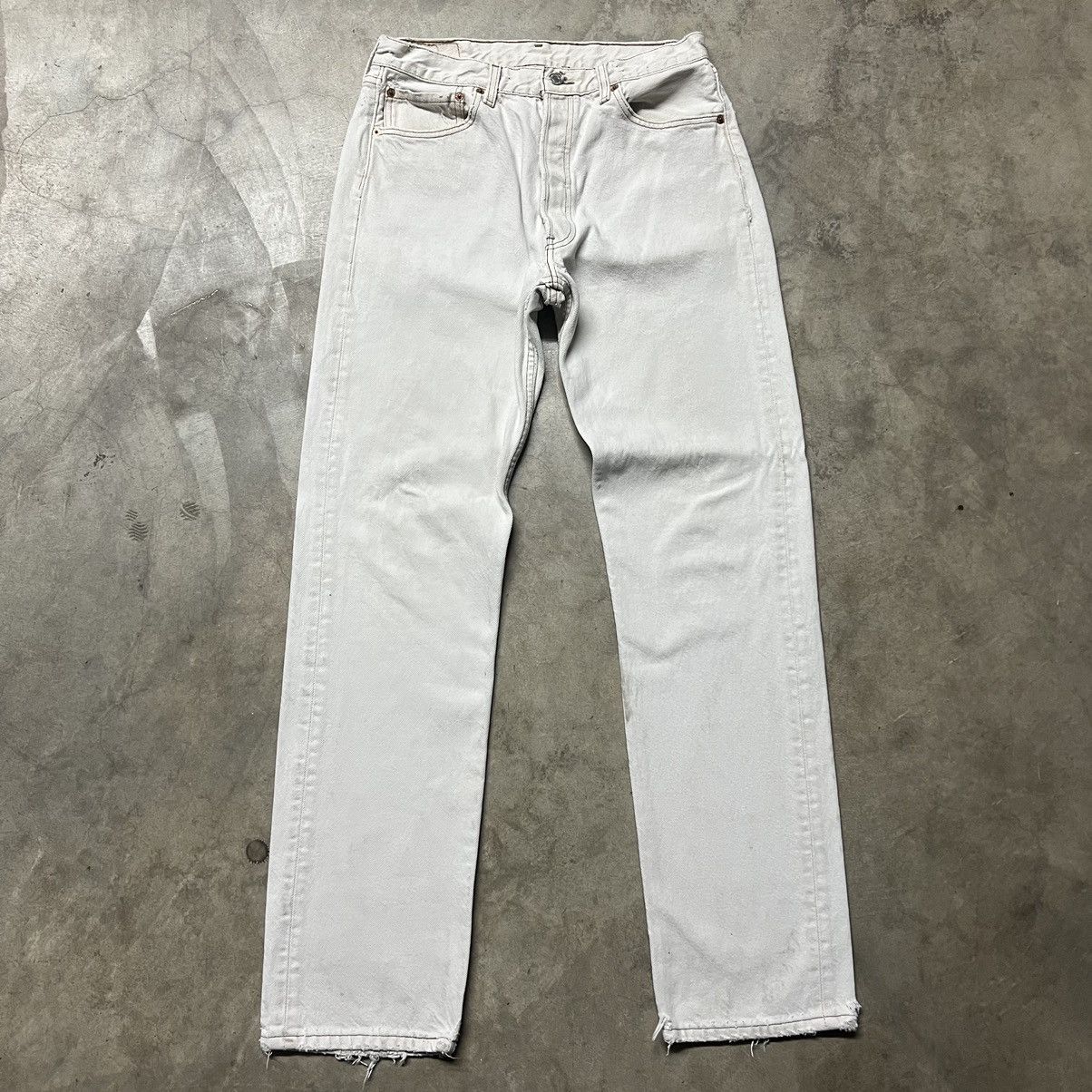 Levi's × Vintage Vintage 90’s Levi’s 501 Straight-Leg 🇺🇸 WHITE Denim Jeans Size US 34 / EU 50 - 4 Thumbnail