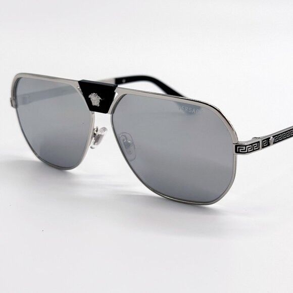 Versace NEW VERSACE SUNGLASSES VE2294 1000/6G SILVER MEN EYEWEAR VE2 Size ONE SIZE - 3 Thumbnail