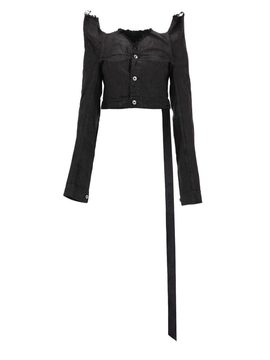 Rick Owens Drkshdw RICK OWENS DRKSHDW "TEC TRUCKER" DENIM JACKET - BLACK Size S / US 4 / IT 40 - 1 Thumbnail