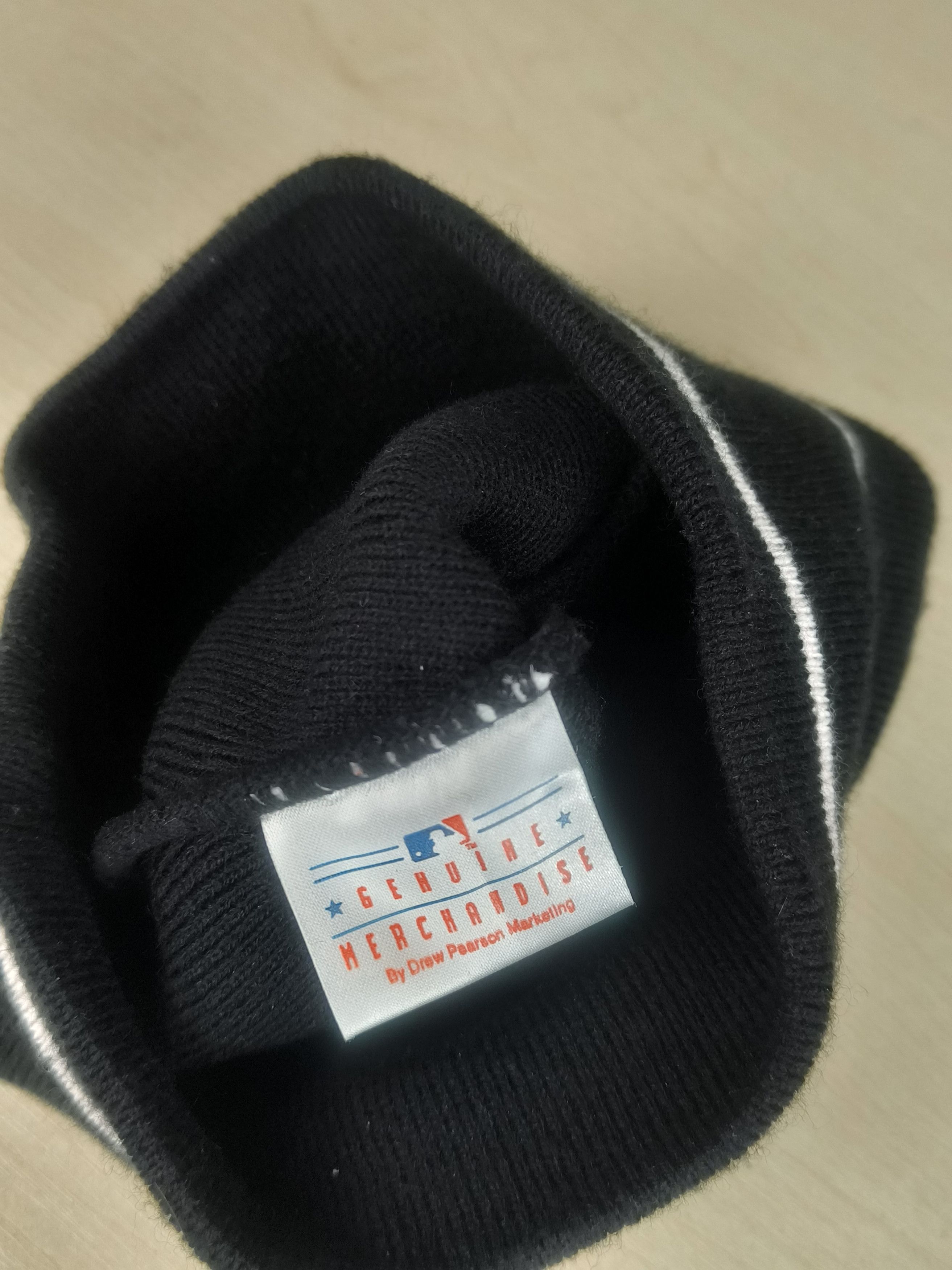 Drew Pearson New York Yankees Vtg Beanie Black White Stripe MLB 90s Hat Size ONE SIZE - 2 Thumbnail
