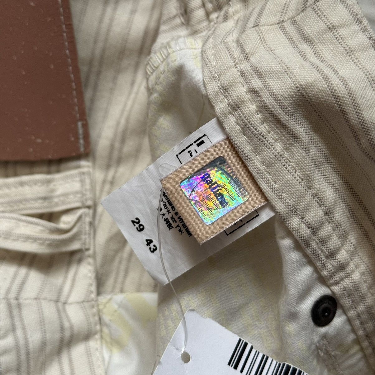 John Galliano 📌 NEW John Galliano Y2K 00s Big Logo Striped Beige Pants Size 29" - 18 Thumbnail