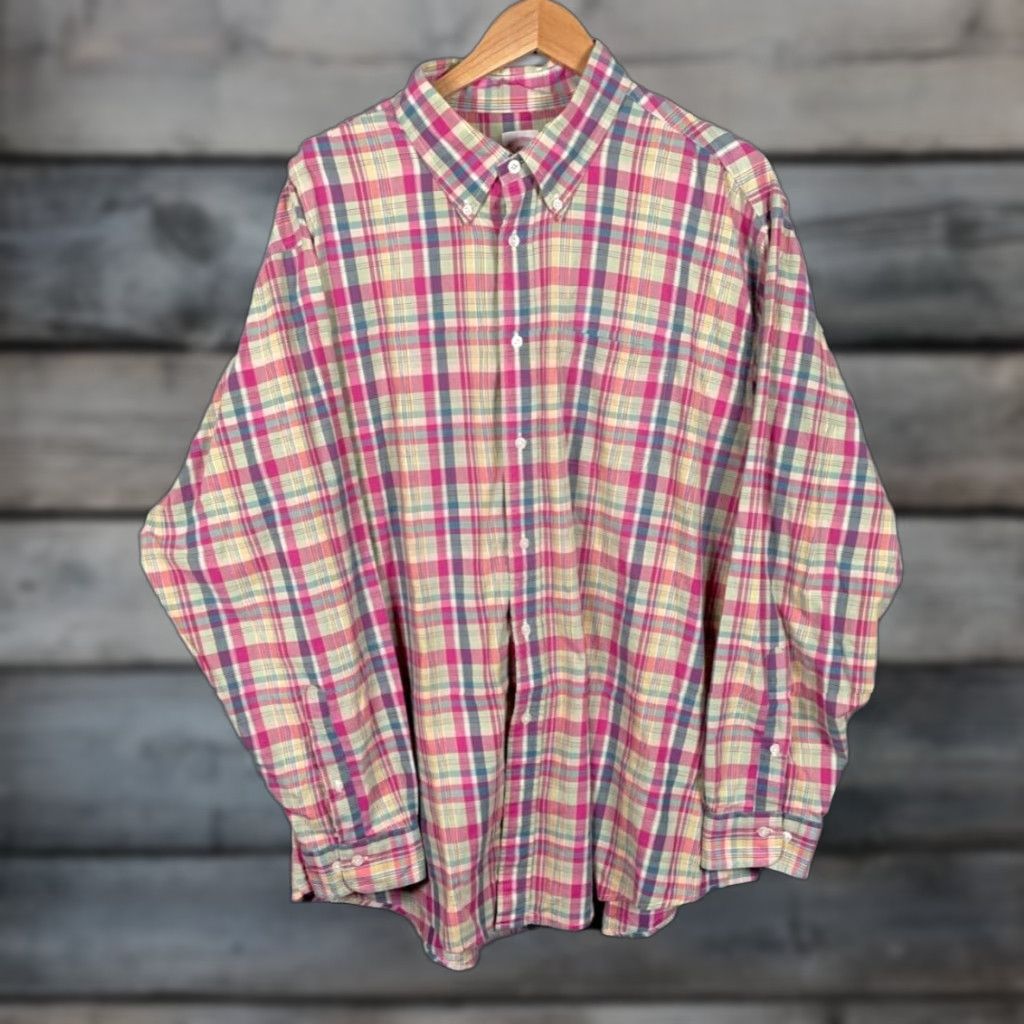Brooks Brothers Brooks Brothers Shirt Adult 2XL Pink Plaid Button-Down Cotton Casual Colorful Preppy Mens Size US XXL / EU 58 / 5 - 1 Thumbnail