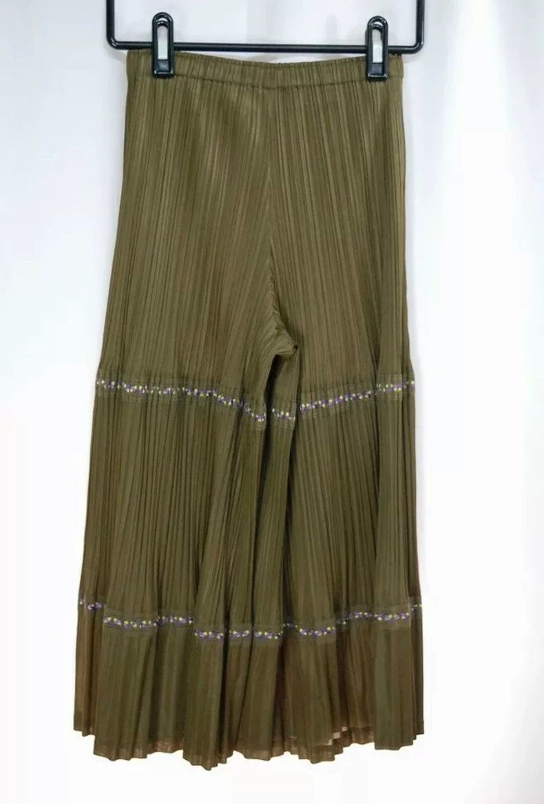 Issey Miyake issey miyake size：4 Green wide-leg trousers with pickles 25 Size 22" - 2 Thumbnail