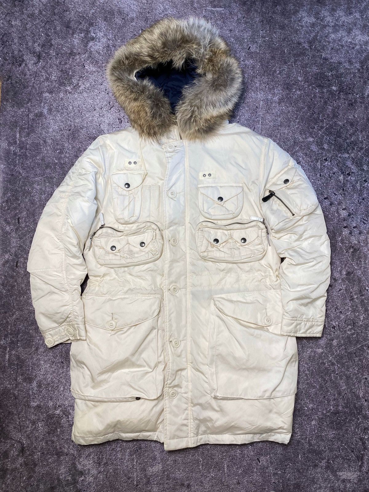 image of Extremely Down Parka Polo Ralph Laurent Multipocket Vintage in Beige, Men's (Size XL)