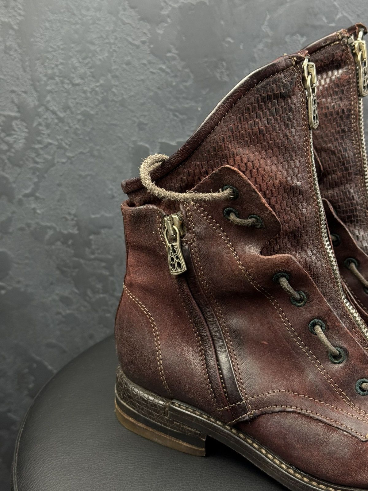A.S.98 Women's A.S.98. Airstep Brown Leather Biker Zip Ankle Boots Size US 6 / IT 36 - 8 Thumbnail