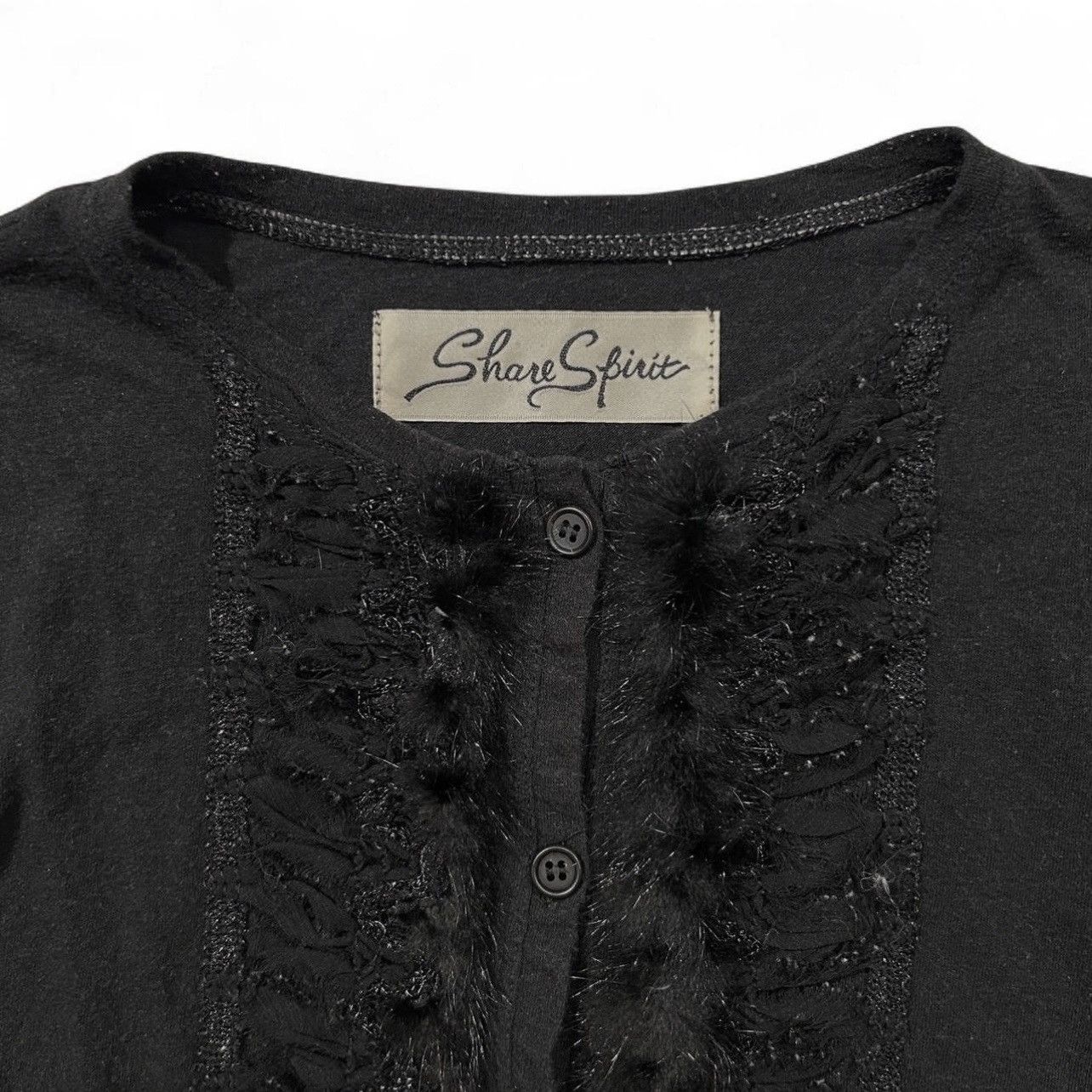 Share Spirit Homme Share Spirit Black Fur Trim Cardigan (Size 38) Size S / US 4 / IT 40 - 5 Thumbnail