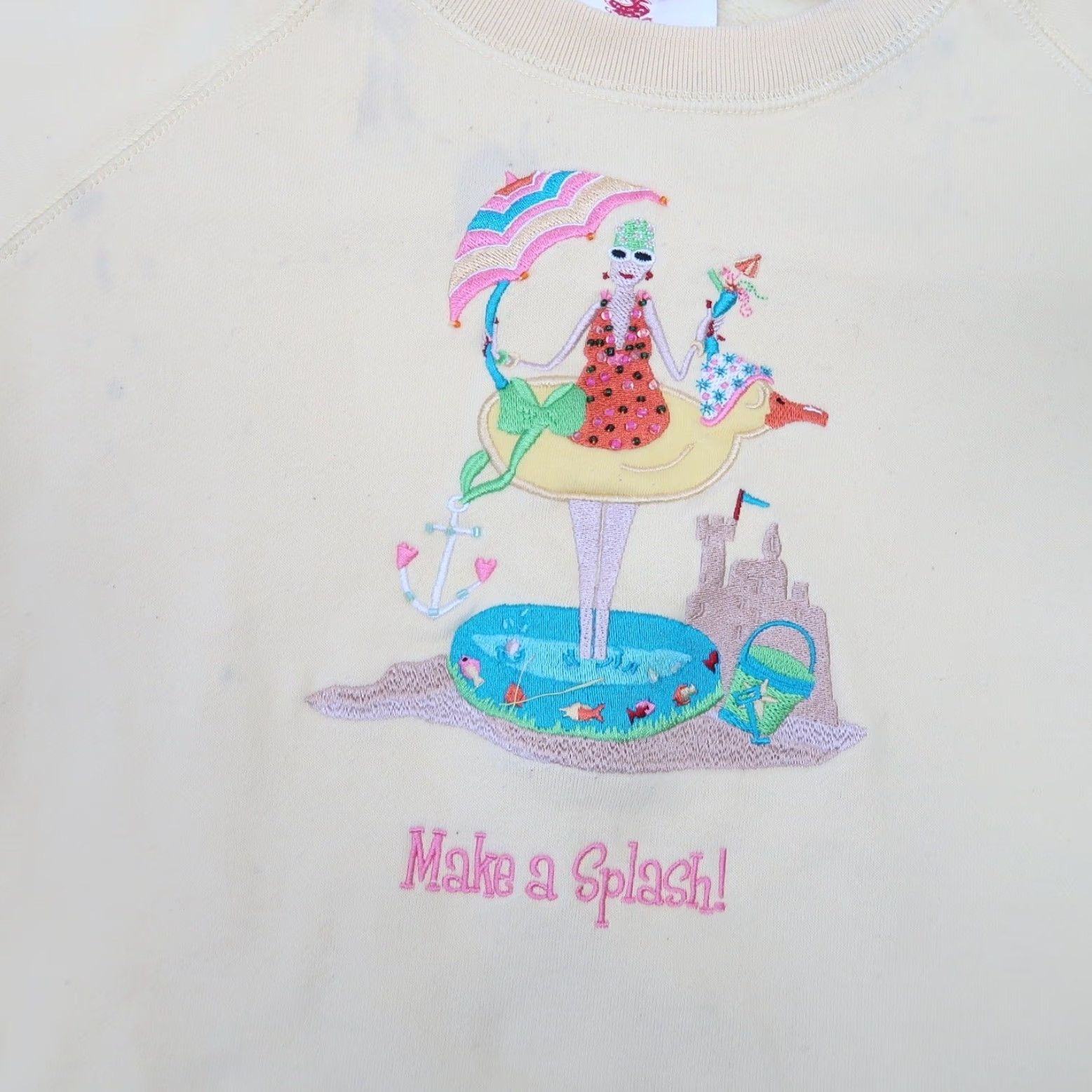 Quacker Factory VINTAGE Quacker Factory Sweatshirt Beach Lady Embroidered Yellow L Women Long Sleeve Crew Neck Pullover 90s Size L / US 10 / IT 46 - 3 Thumbnail