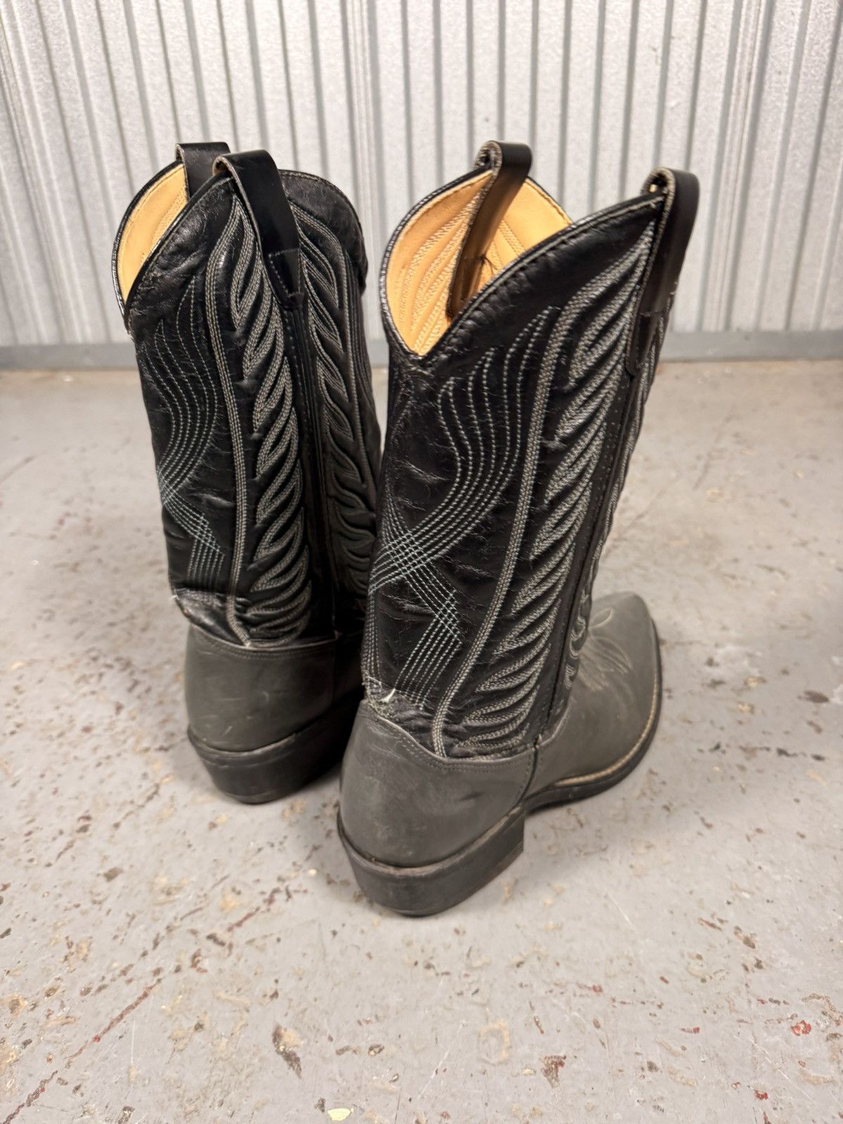 Other 90s Vintage Classic Black And Grey Cowboy Boots Size US 9.5 / EU 42-43 - 6 Thumbnail