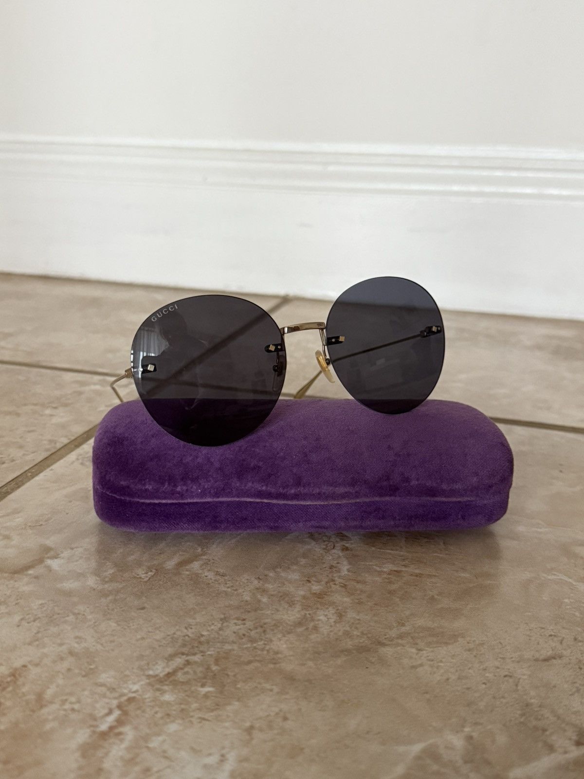 Gucci Gucci Black Round Sunglasses Size ONE SIZE - 8 Thumbnail