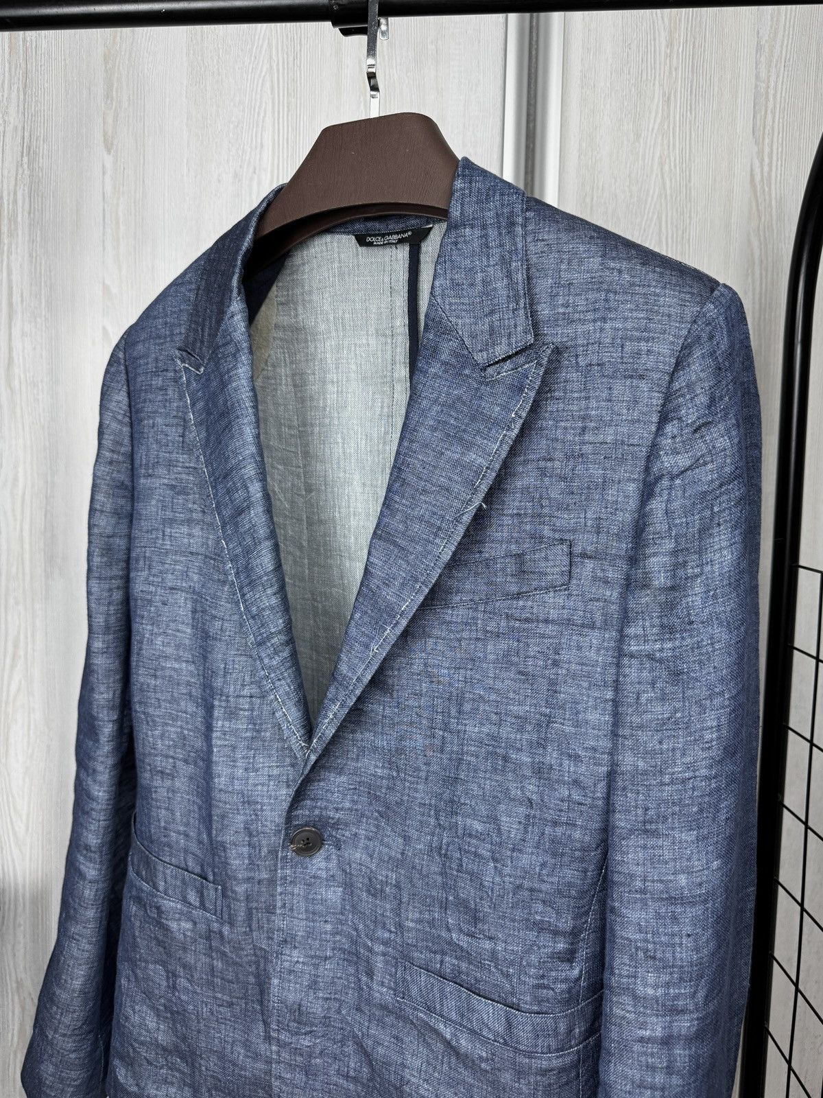 Dolce & Gabbana Dolce & Gabbana blue linen distressed made in Italy blazer Size 36R - 5 Thumbnail
