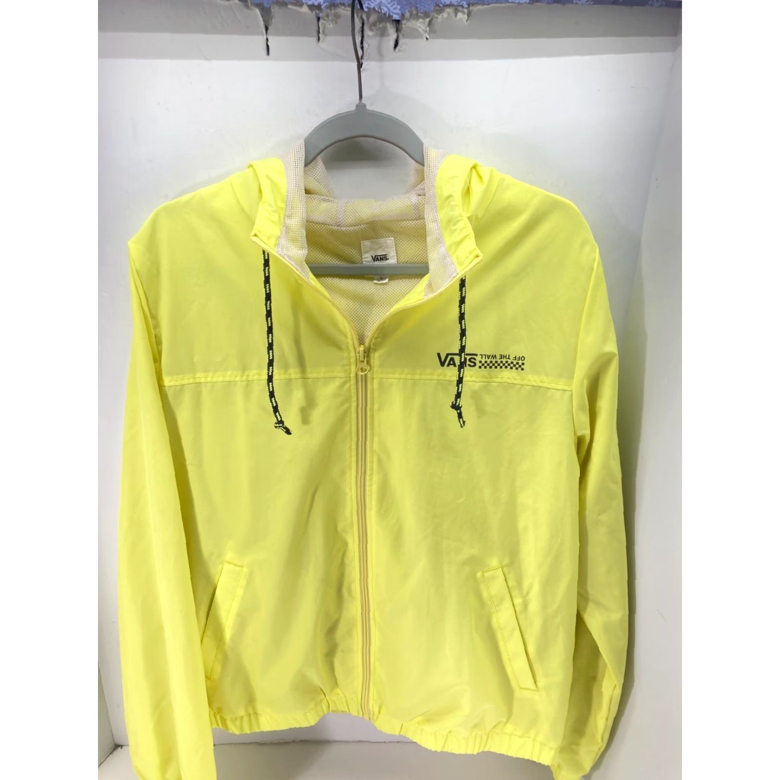 Vans Vans Kastle Turvey Windbreaker Jacket Womens L Yellow Zip Up Hooded Drawstring Jacket Size L / US 10 / IT 46 - 2 Thumbnail