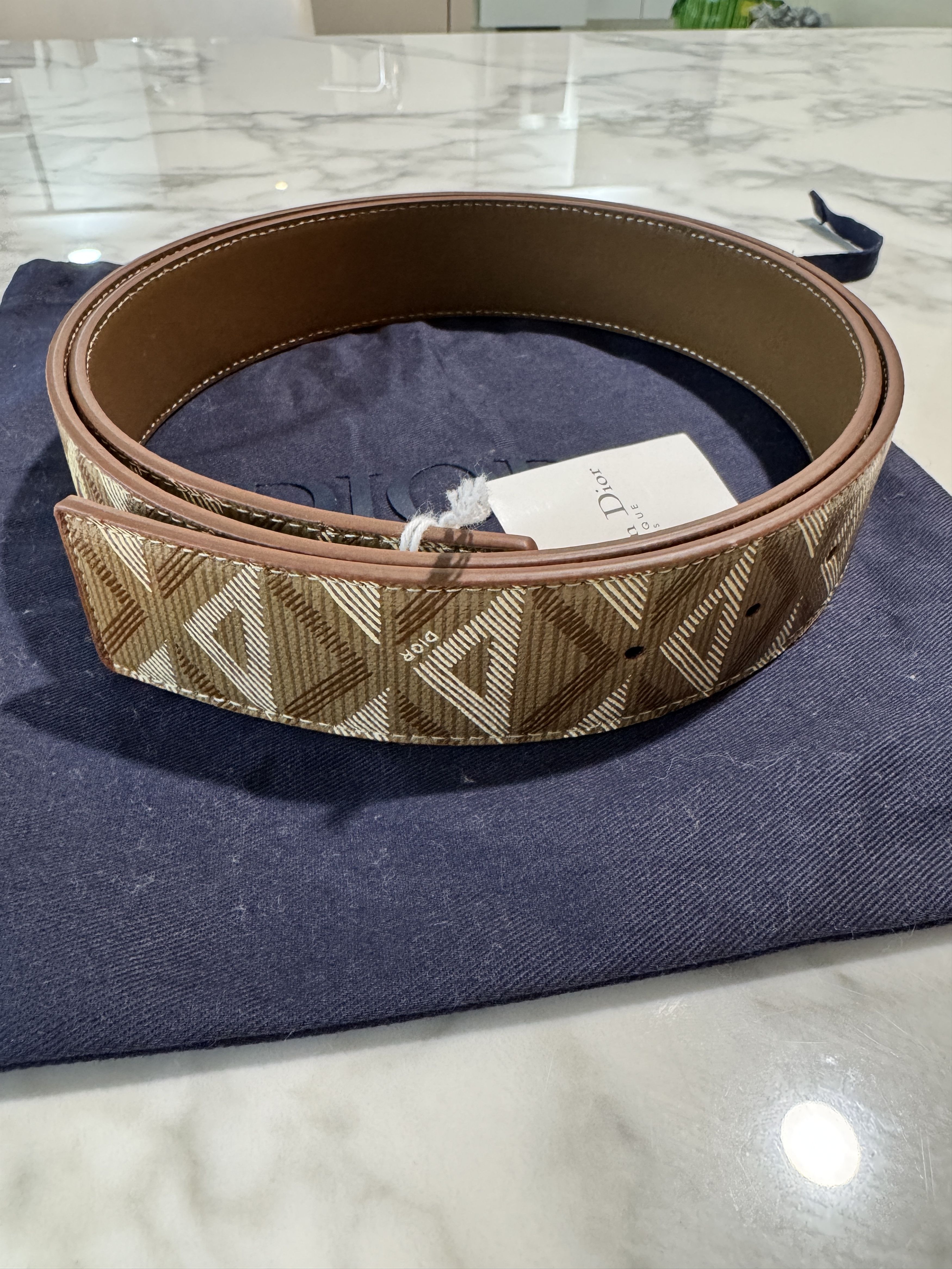 Dior DIAMOND CANVA BELT Size 42 - 1 Thumbnail