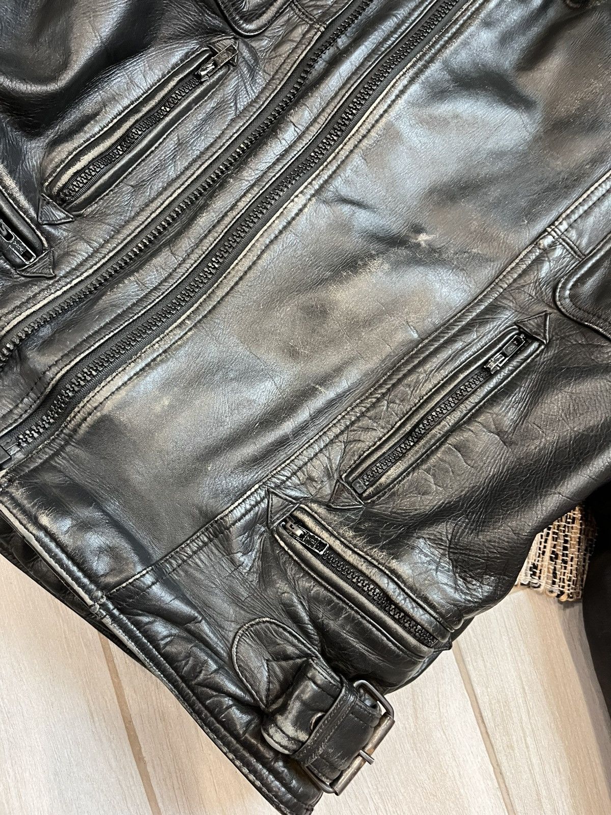 Vintage Vintage MOTO Leather Jacket Racing Motorcycle Biker faded Size US M / EU 48-50 / 2 - 10 Thumbnail
