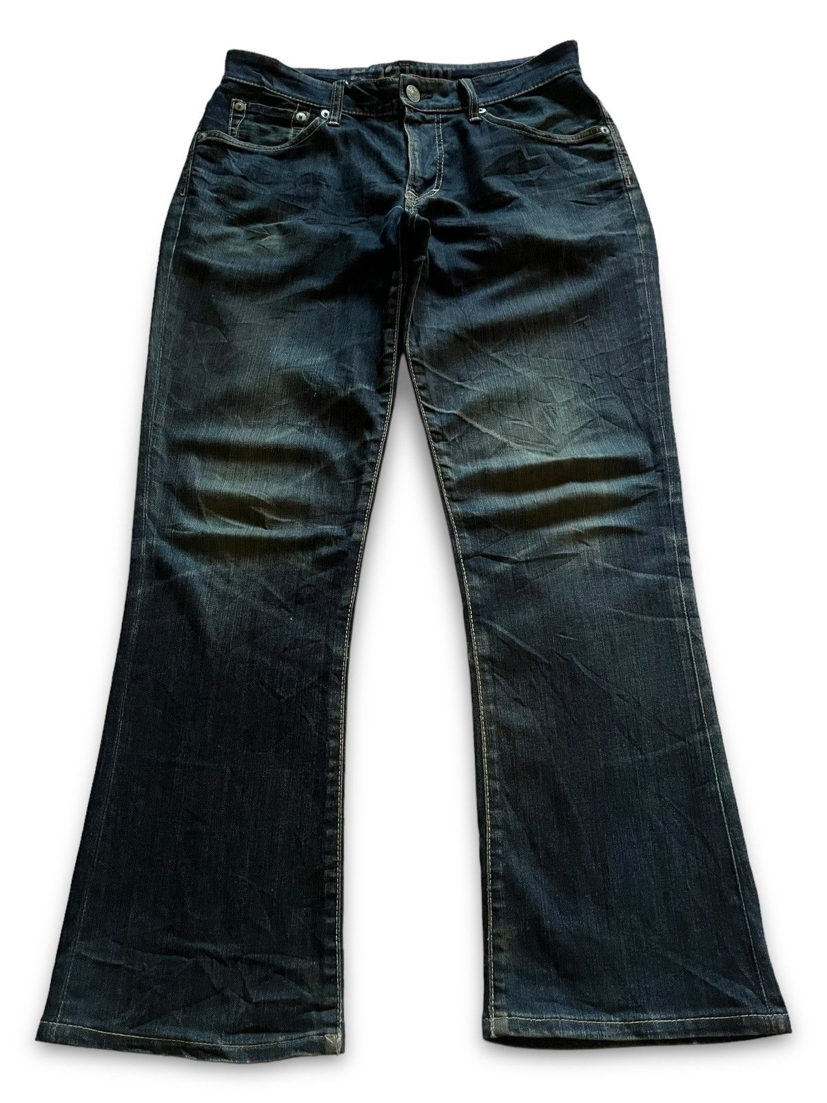 image of Vintage Edwin 503 Mud Wash Distressed Flare Jeans 34X31 in Blue, Men's