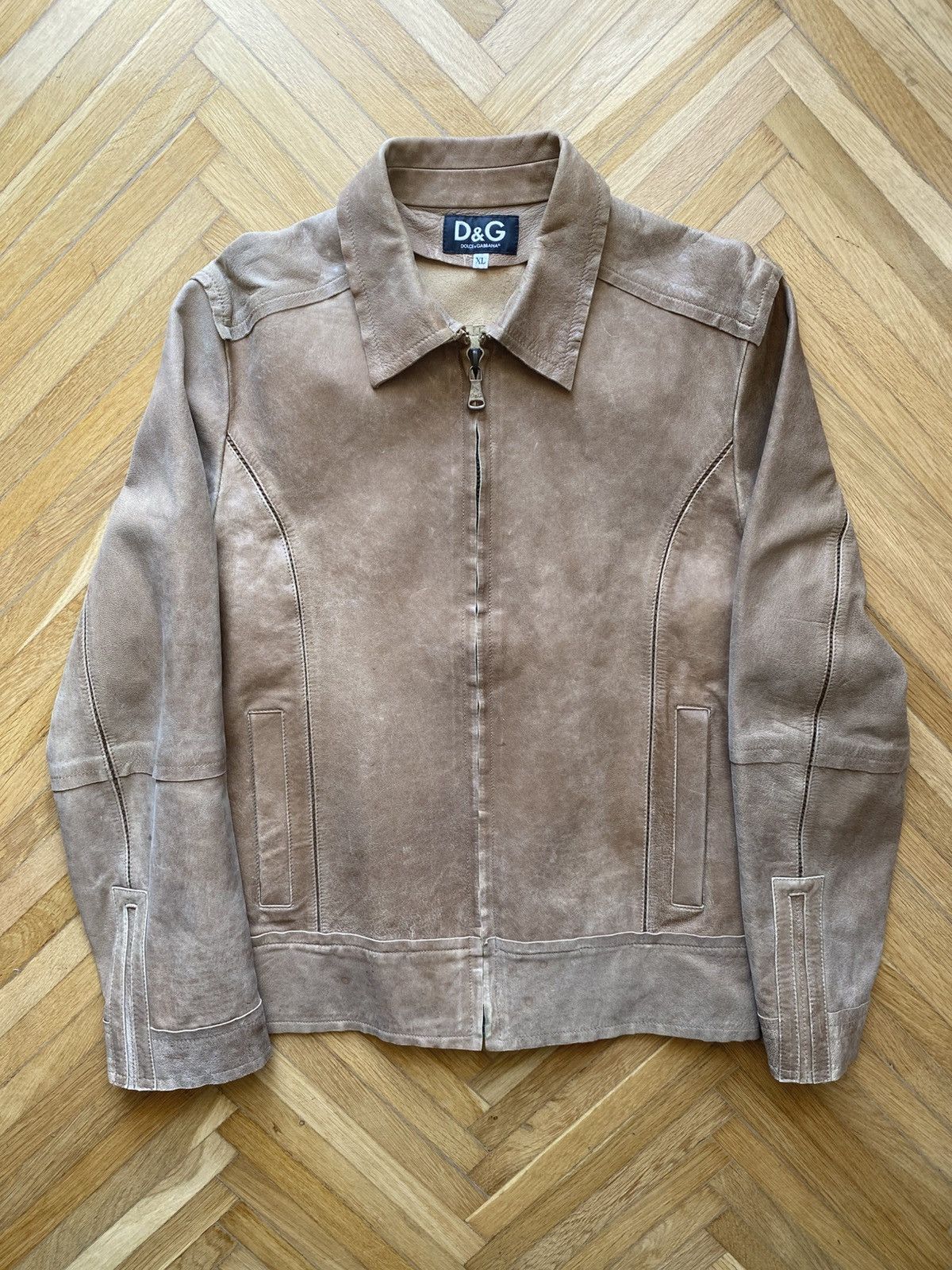 Dolce & Gabbana 2000s Dolce & Gabbana Beige Rodeo Leather Jacket Size US XL / EU 56 / 4 - 1 Thumbnail