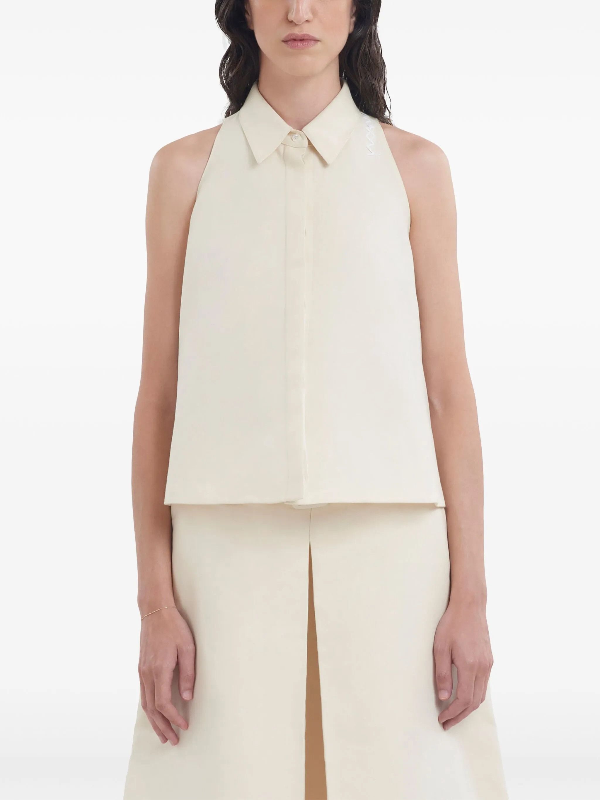 Marni o1s22i1n0525 Cotton Shirt in Ivory Size S / US 4 / IT 40 - 3 Thumbnail
