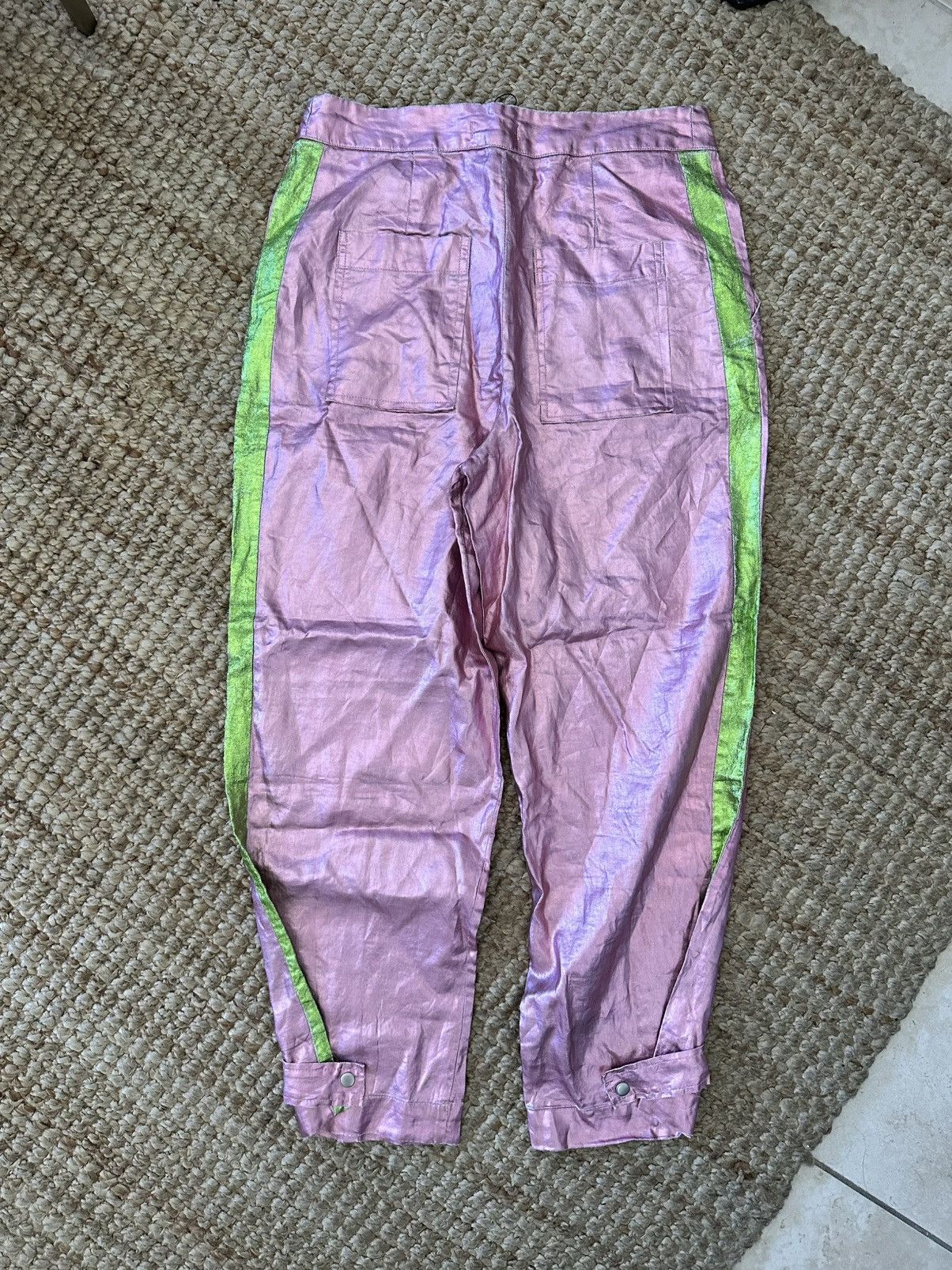 Other LANTROPY GRAMERCY METALLIC LINEN PANTS - PINK W/LIME SIZE 4 Size 27" / US 4 / IT 40 - 7 Thumbnail