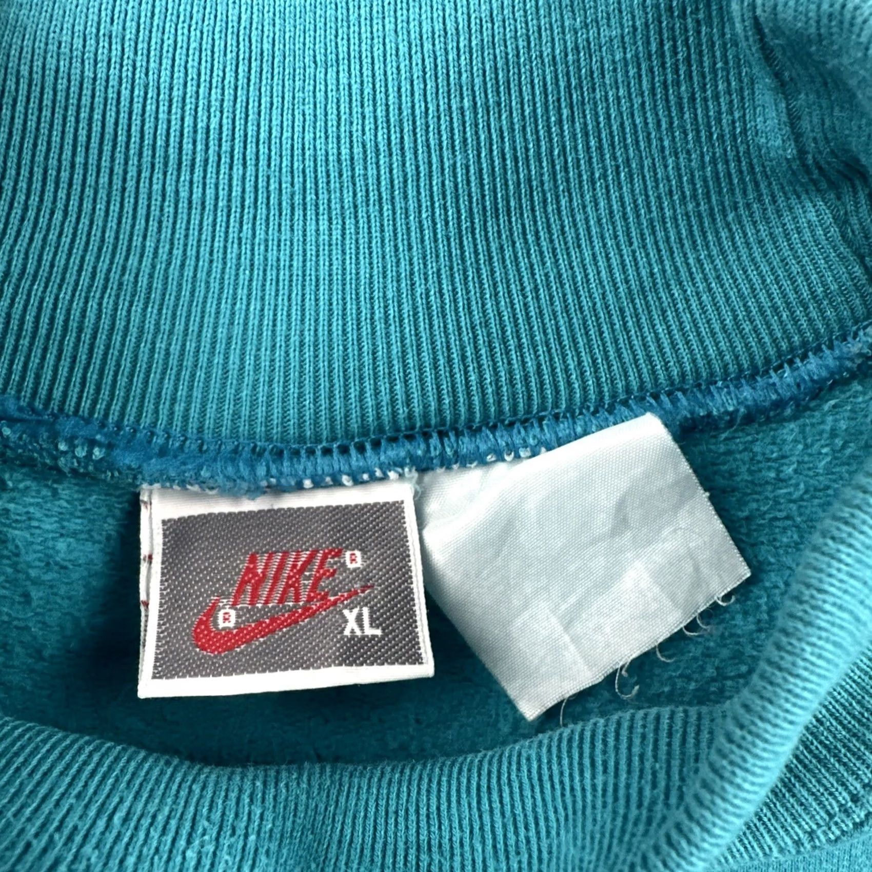Nike VINTAGE Nike 90s Mens XL Sweatshirt Turquoise Green Blue Mock Neck Long Sleeve Pullover Embroidered Logo Crew Neck Cotton Knit All Seasons Sportswear Size US XL / EU 56 / 4 - 5 Thumbnail