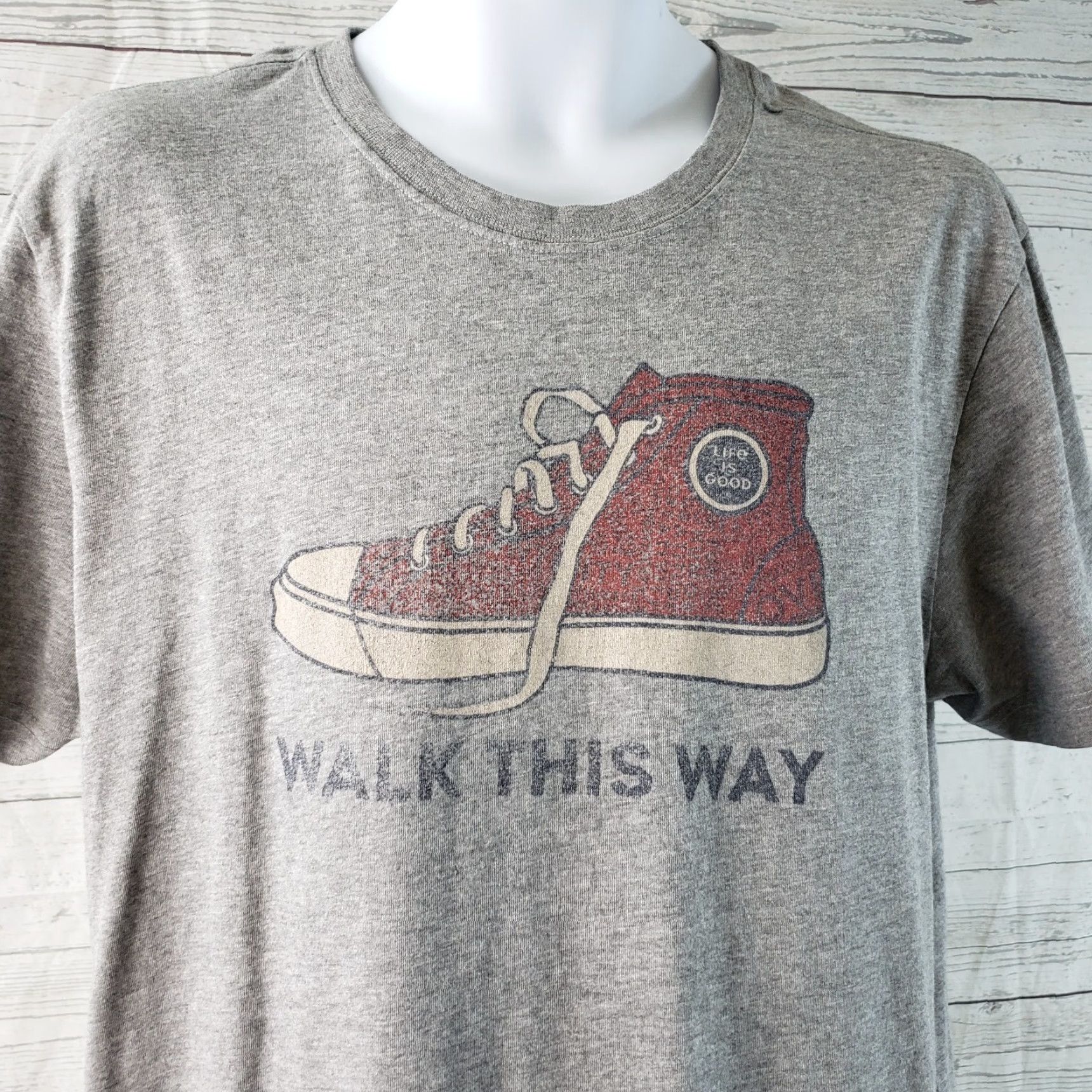 Life is Good Life is Good Mens Crusher Tee Sz M Gray Short Sleeve Walk This Way Shirts Mens Size US 31 - 2 Thumbnail