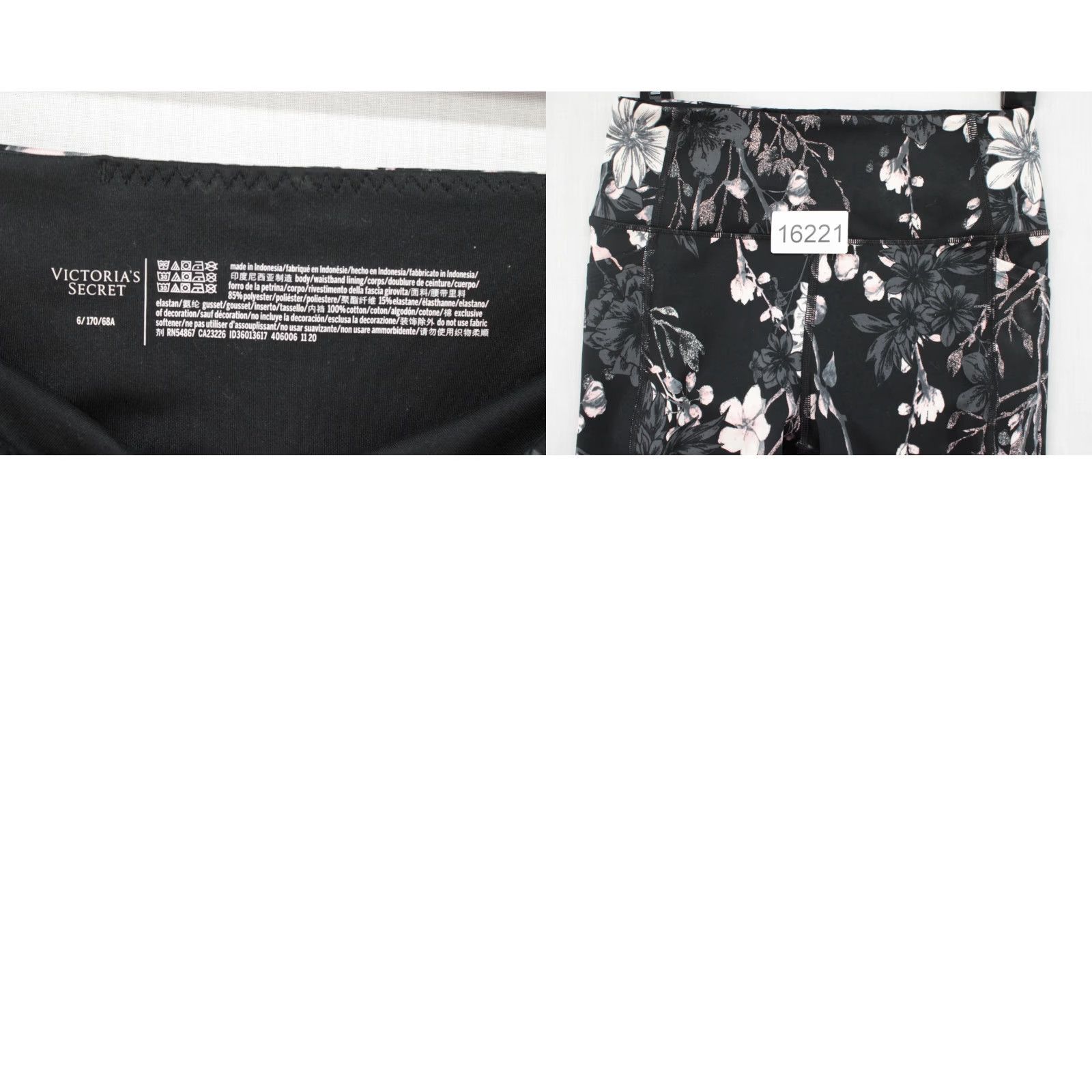 Victoria's Secret Victoria's Secret Leggings Women’s 6 Black Floral Athleisure Women’s Size 28" / US 6 / IT 42 - 8 Thumbnail