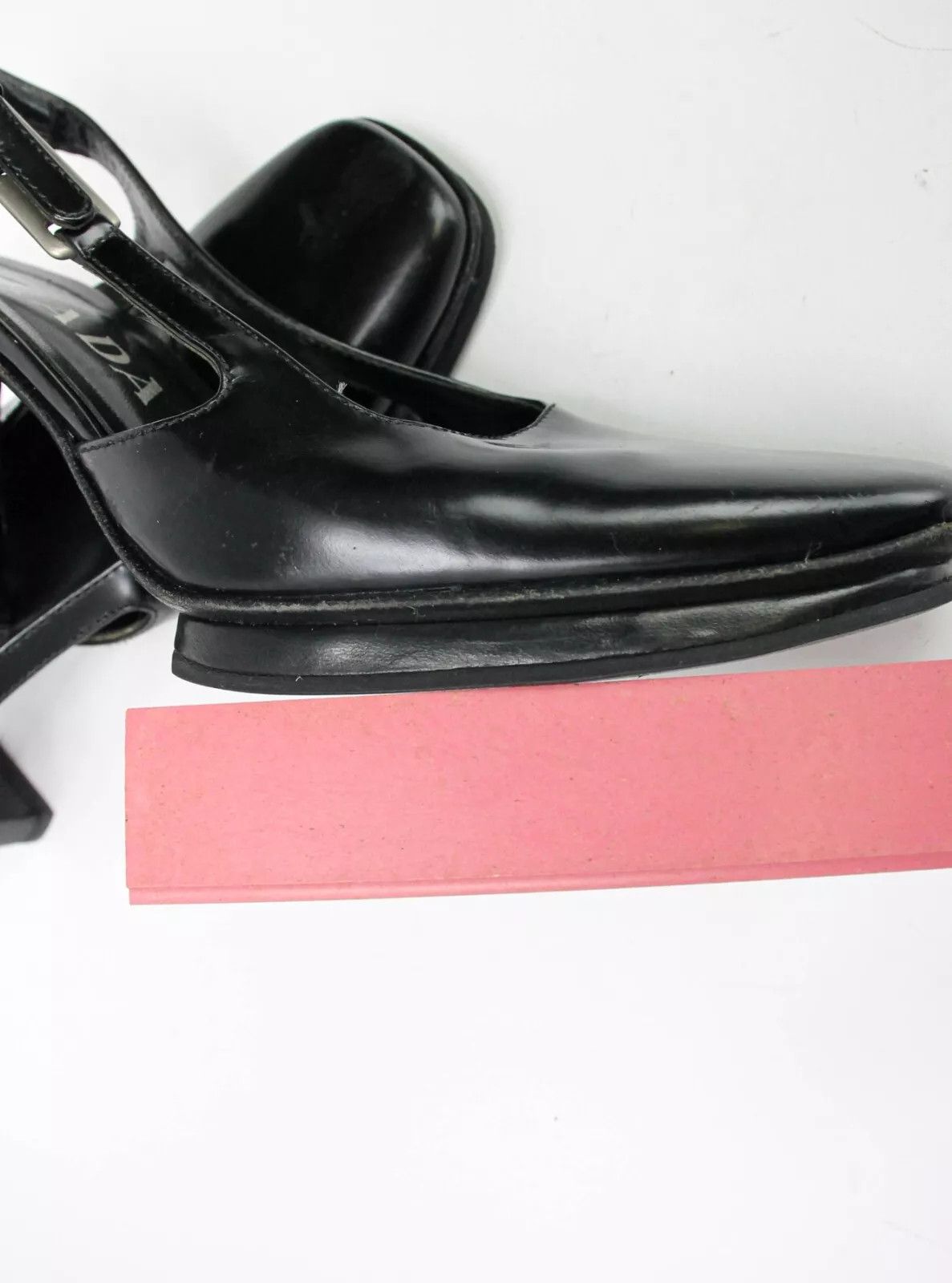 Prada PRADA Women's EU 37 Black Leather Square Toe Platform Heels Size US 7 / IT 37 - 16 Thumbnail