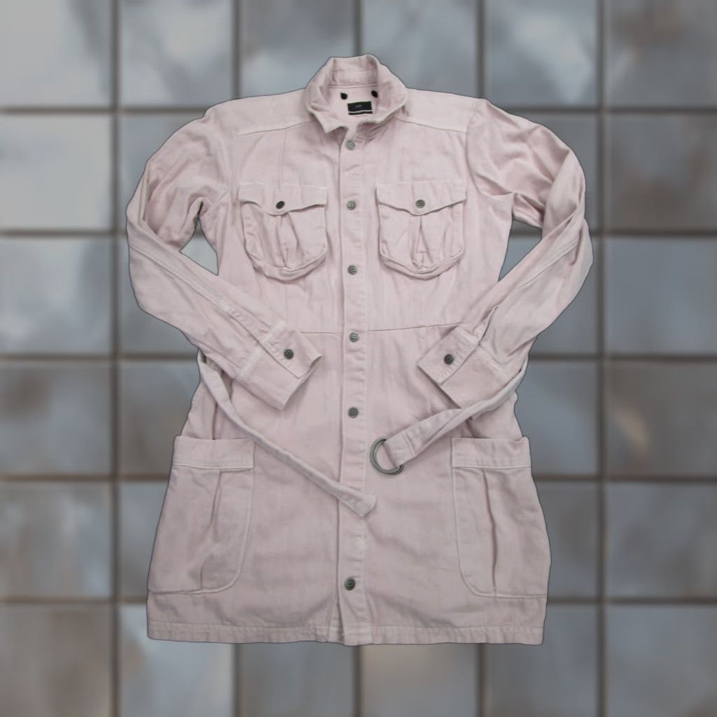 Ksubi Ksubi Jacket Womens Medium Belted Utility Safari Shacket Pockets Pink Dark Pale Cotton Twill Recycled Button Logo Size M / US 6-8 / IT 42-44 - 1 Thumbnail