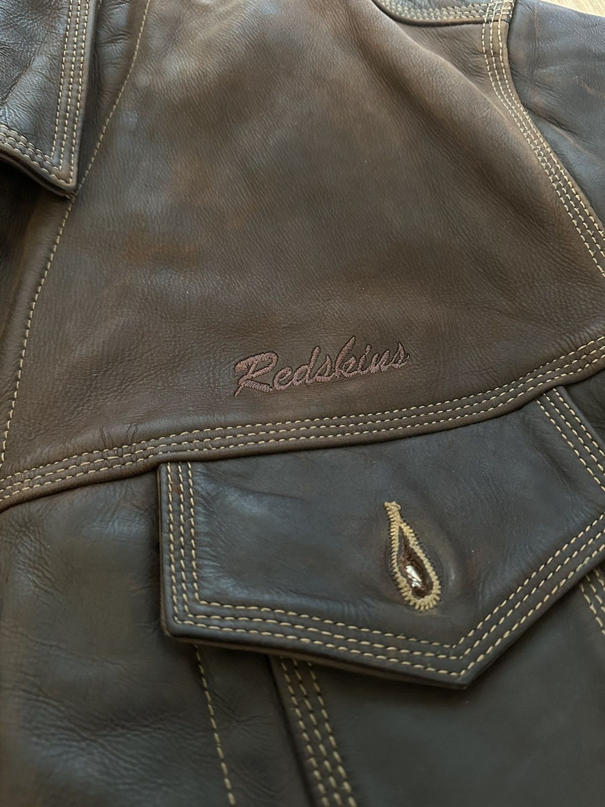 Other Redskin Leather Trucker Jacket rare heavy brown Size US XL / EU 56 / 4 - 8 Thumbnail
