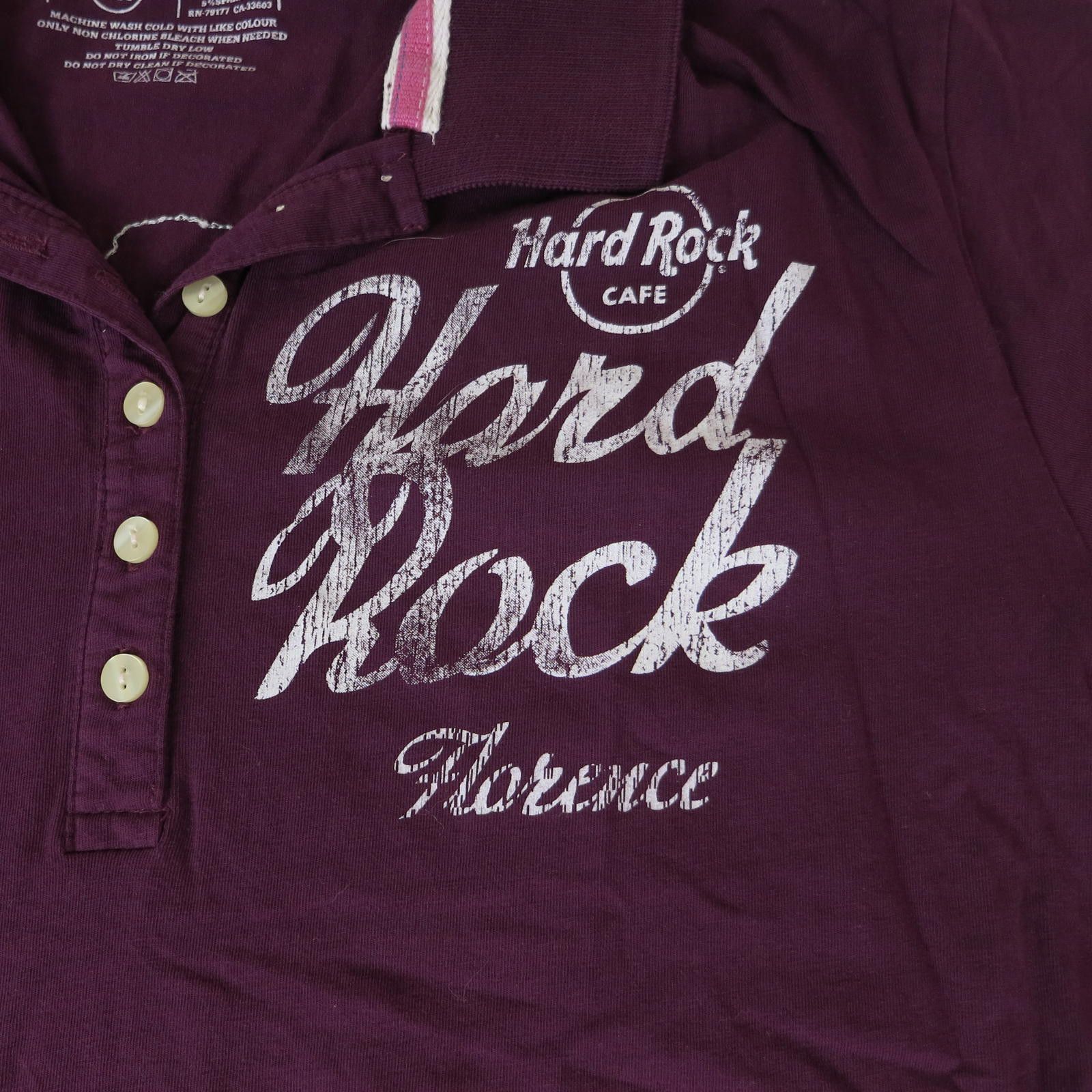 Hard Rock Cafe Women's Large Hard Rock Cafe Florence Burgundy Purple Polo Size L / US 10 / IT 46 - 2 Thumbnail