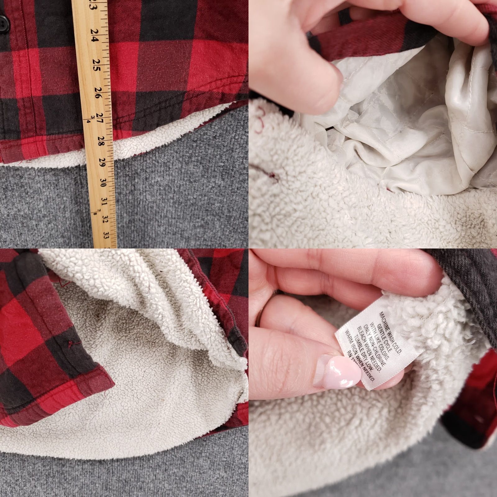 Club Room Club Room Shirt Jacket Mens S Red Plaid Sherpa Lined Button Up Mid-Length Coat Size US S / EU 44-46 / 1 - 8 Thumbnail