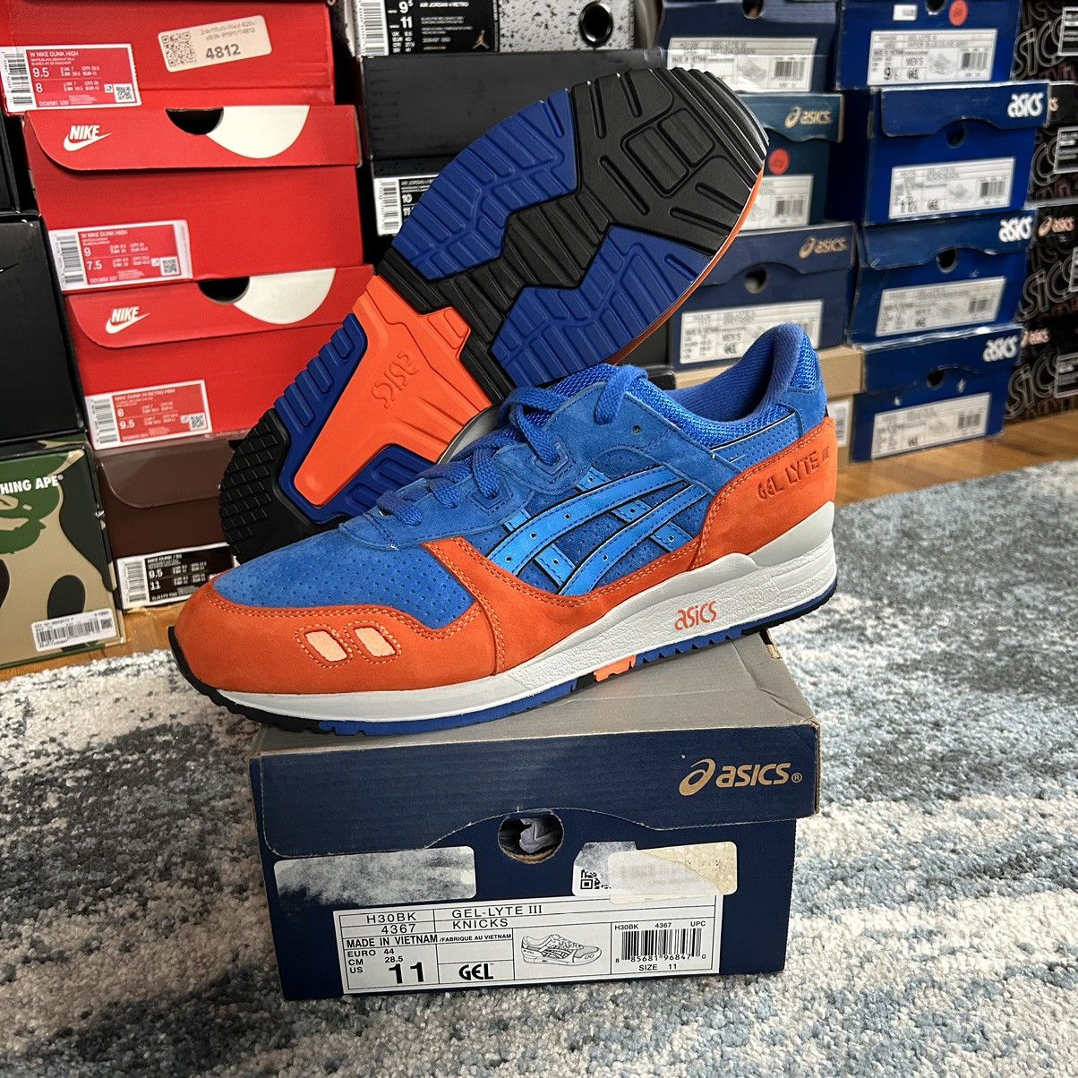 image of Asics x Kith H30Bk-4367 2013 Gel Lyte Iii East Coast Pack Ecp Knicks Mets Shoes in Royal Blue (Size