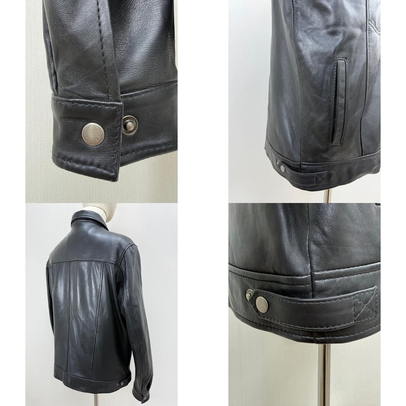 Vintage VINTAGE Men's Italian Sheepskin Genuine Leather Jacket Premium Black Coat M Black Leather Jacket Mens Regular XS? Size US M / EU 48-50 / 2 - 9 Thumbnail