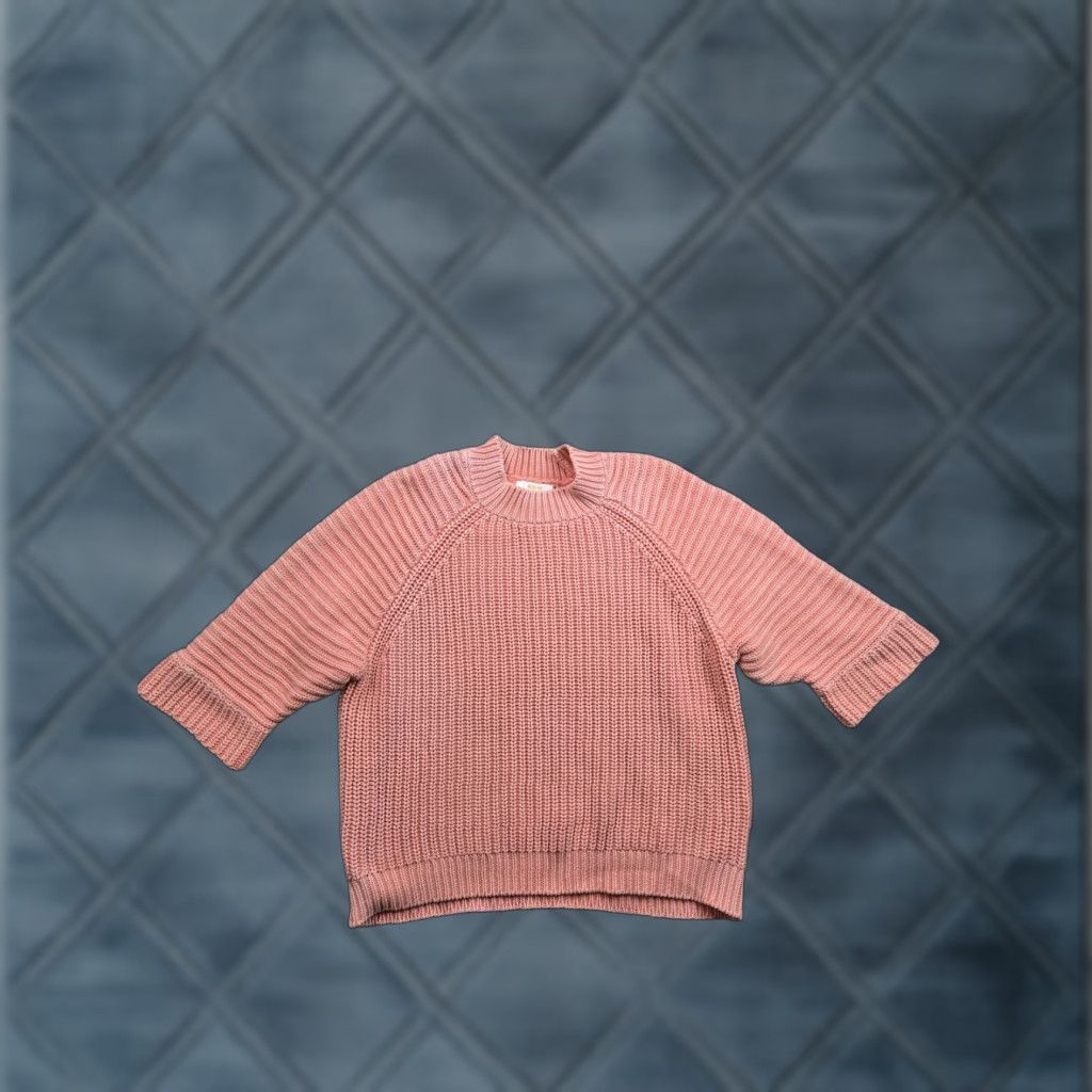 Vintage Maeve Pink 100% Cotton Chunky Knit Pullover Sweater Womens Small Crew Neck Raglan 3/4 Sleeve Size S / US 4 / IT 40 - 1 Thumbnail